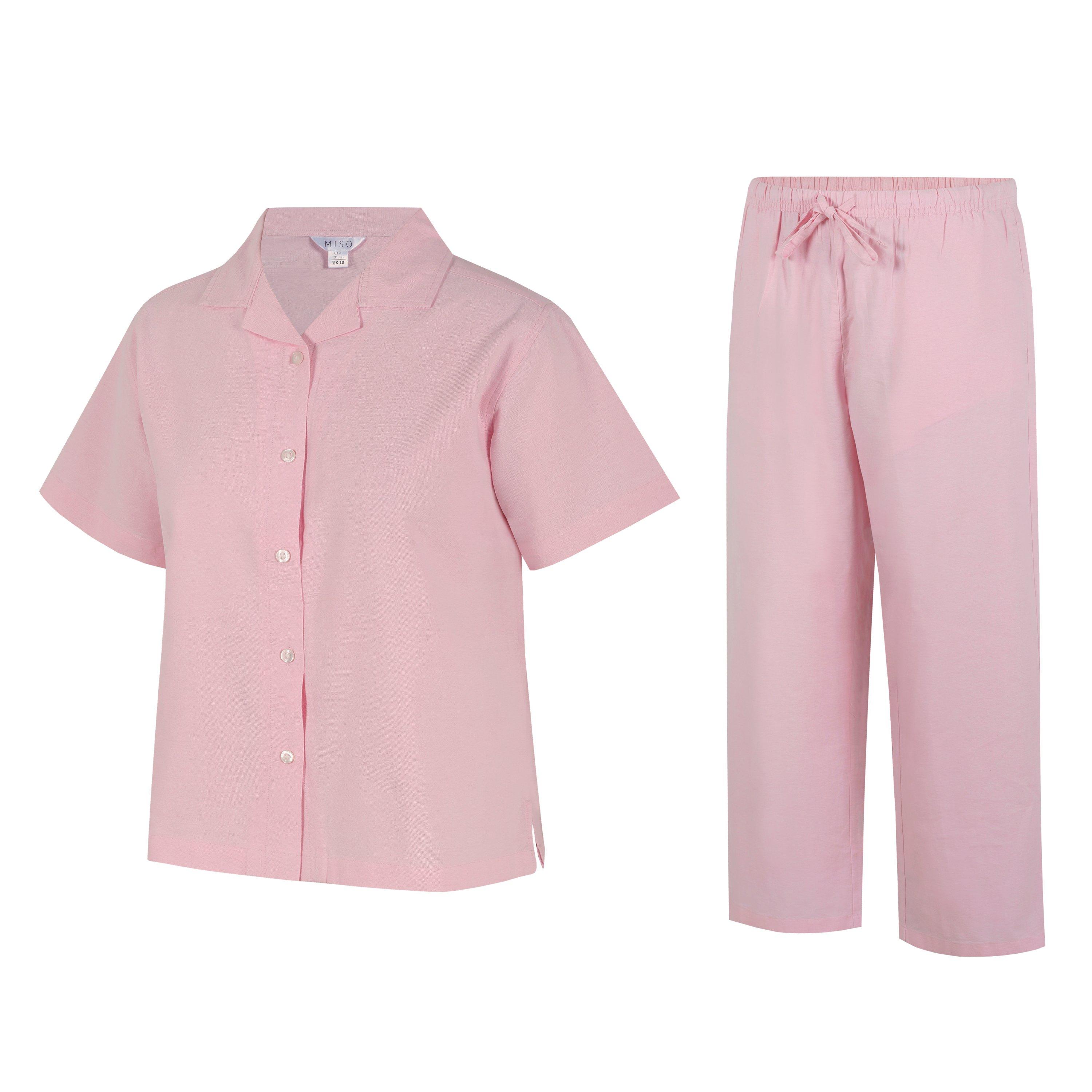Pink - Miso - Women's Oxford Revere Collar Pyjama Set - 3