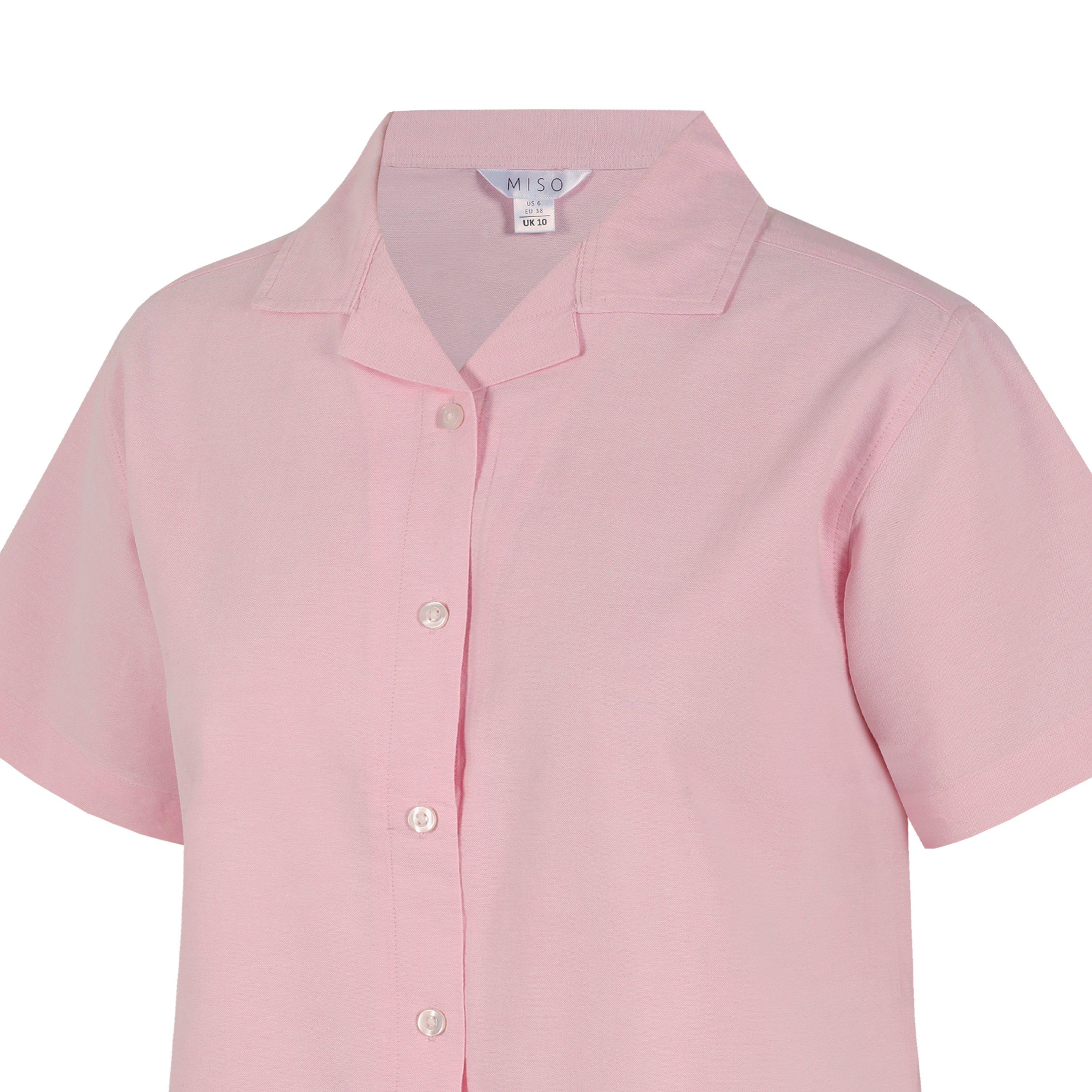 Pink - Miso - Women's Oxford Revere Collar Pyjama Set - 6