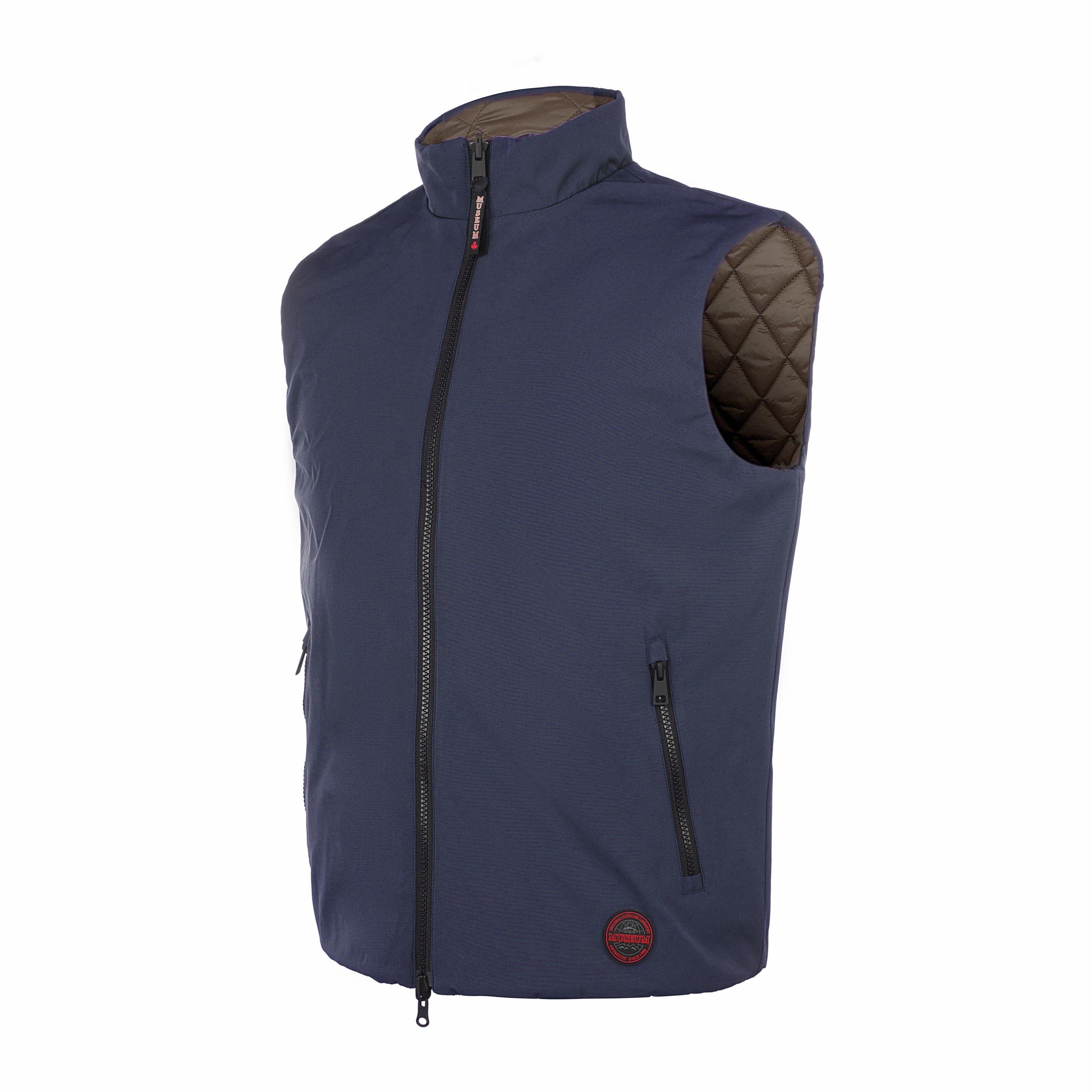 Blu scuro - Museum - Men's Reversible Quilted Sleeveless Gilet - 3