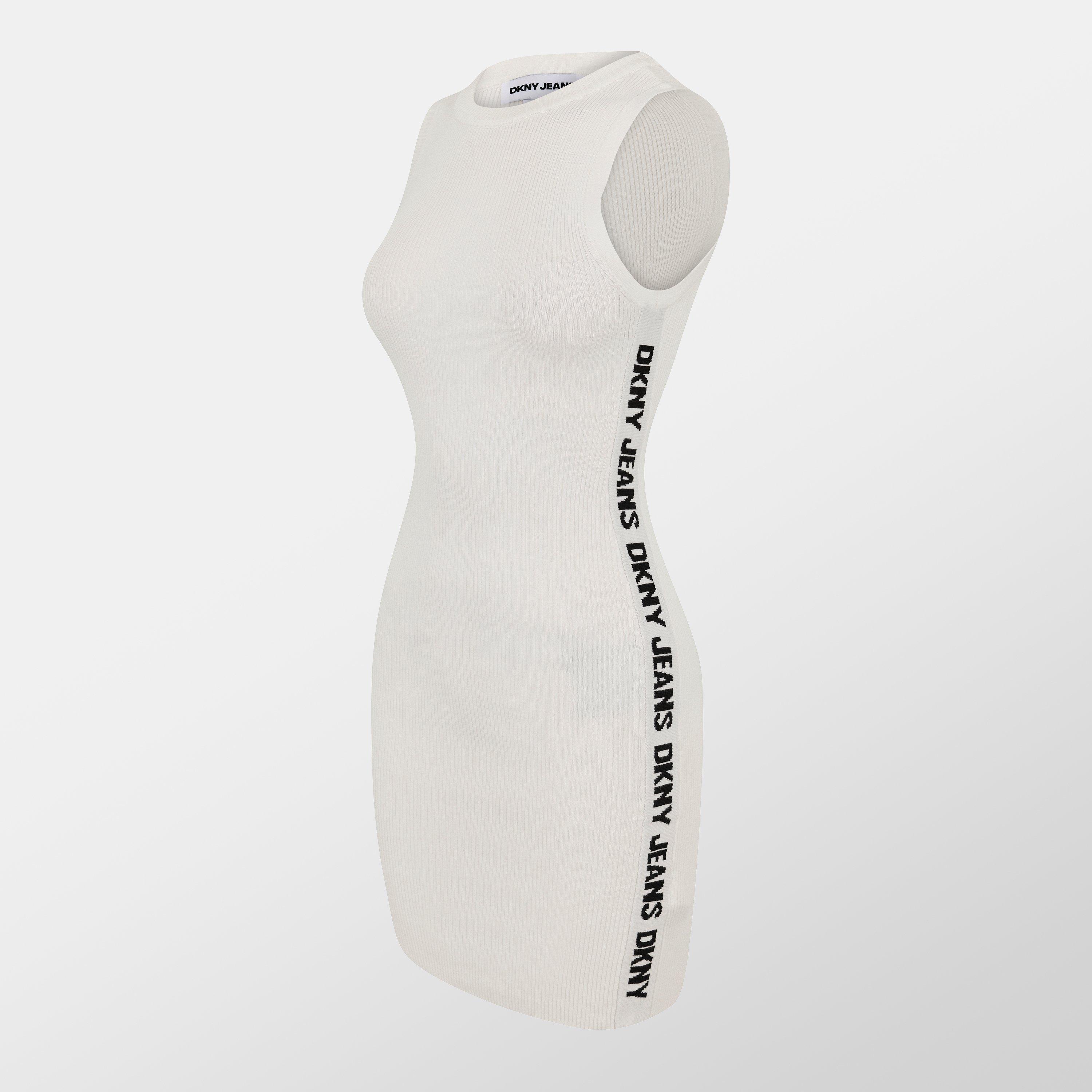 IVORY/BLACK - DKNY - Women's Logo Mini Bodycon Dress - 7