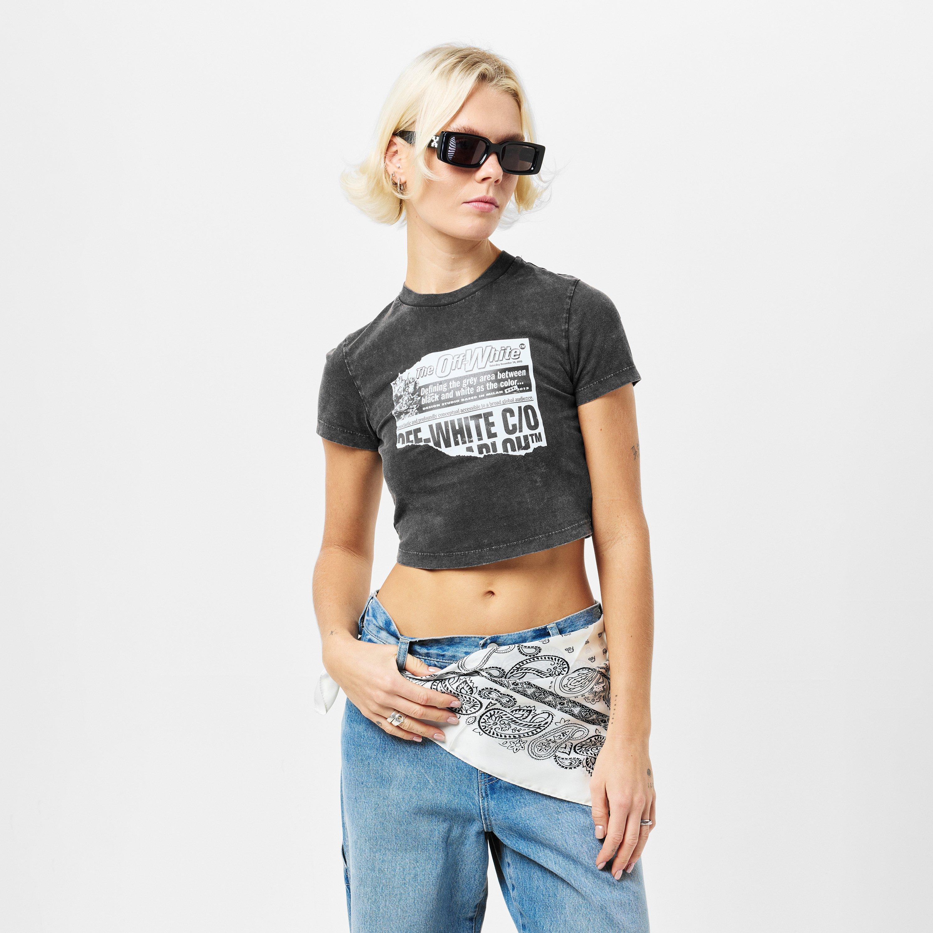 Black - Off White - Women's Marble Baby Tee - 3