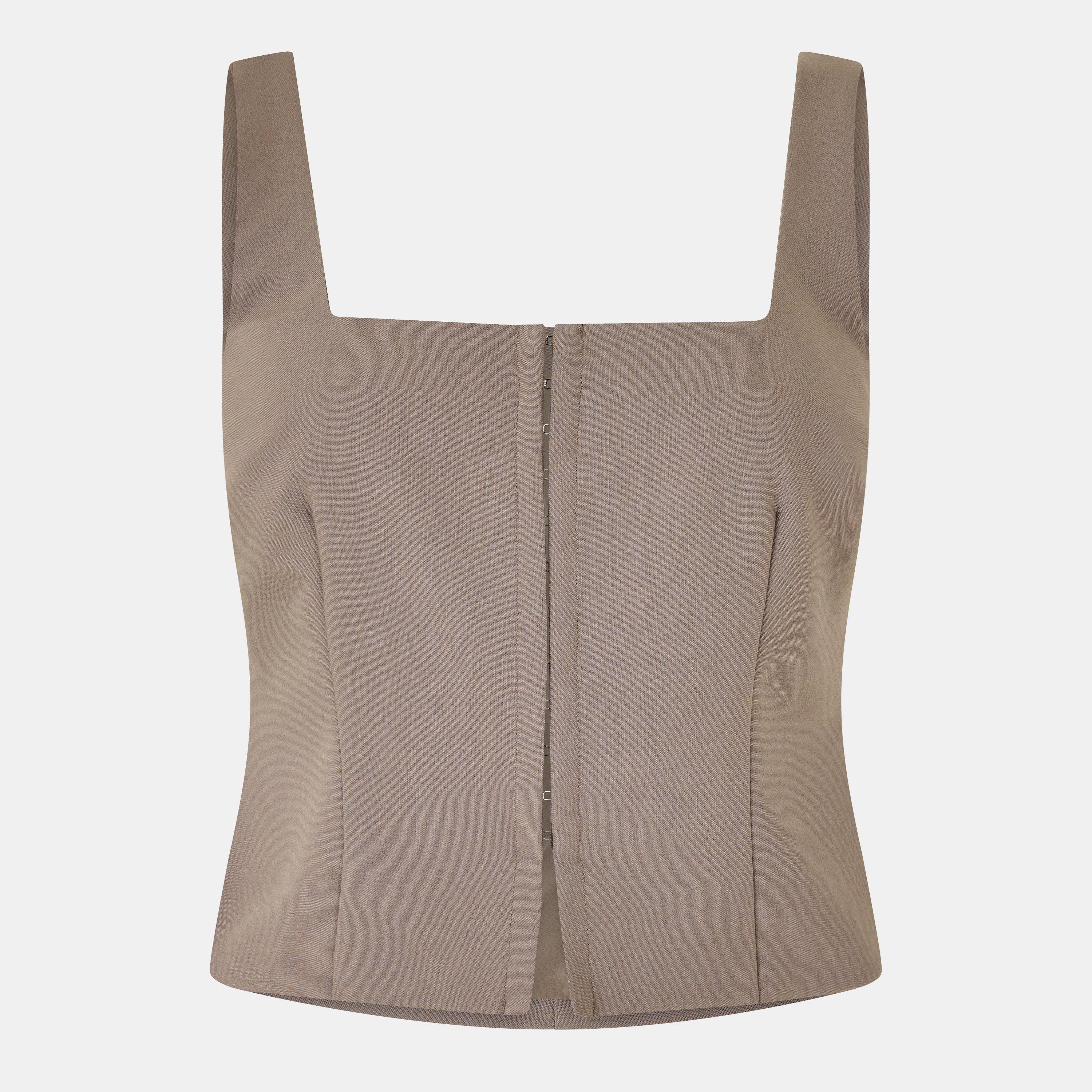 Jack Wills Women's Pinstripe Corset Top - Taupe - 8 (XS)