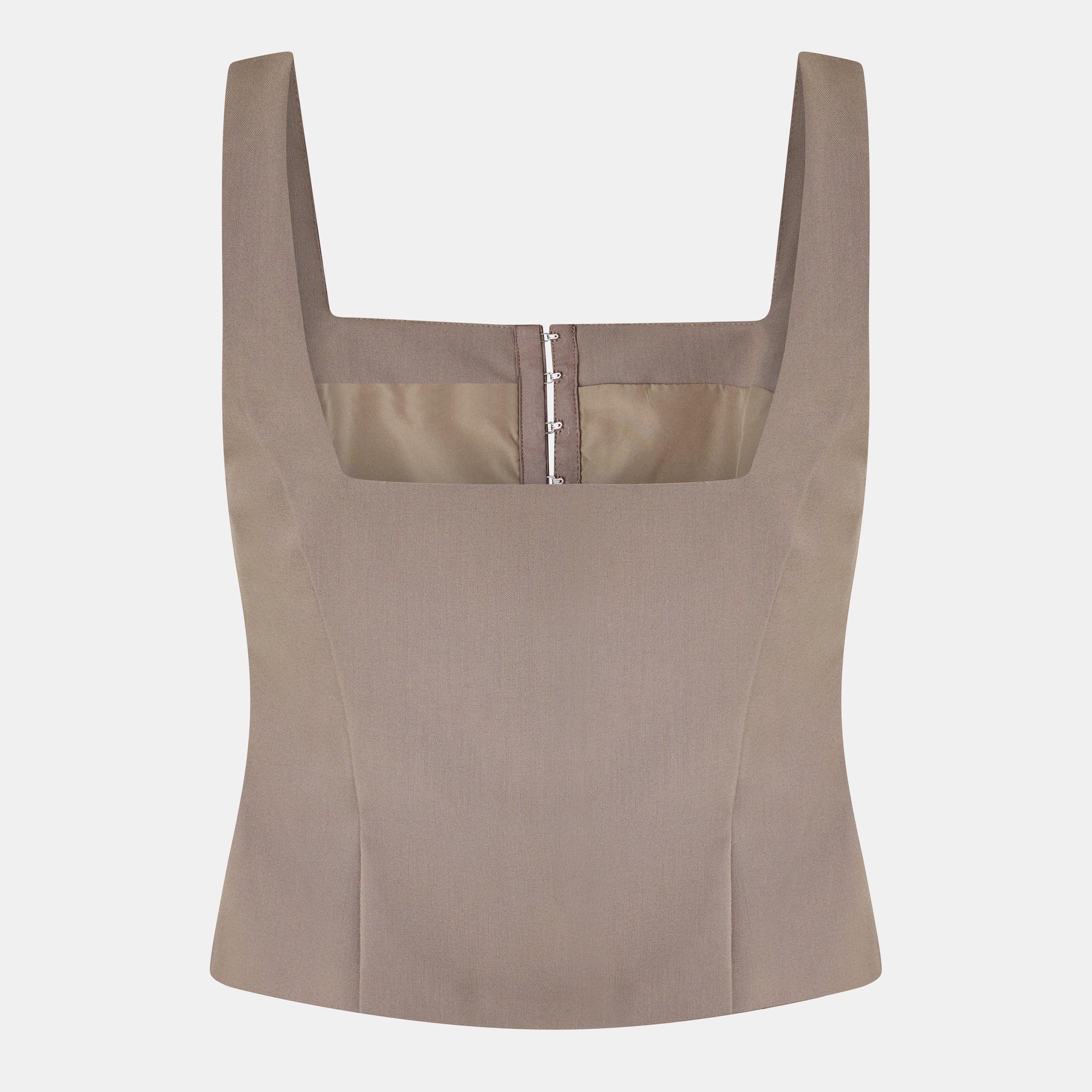 Taupe - Jack Wills - Women's Pinstripe Corset Top - 2