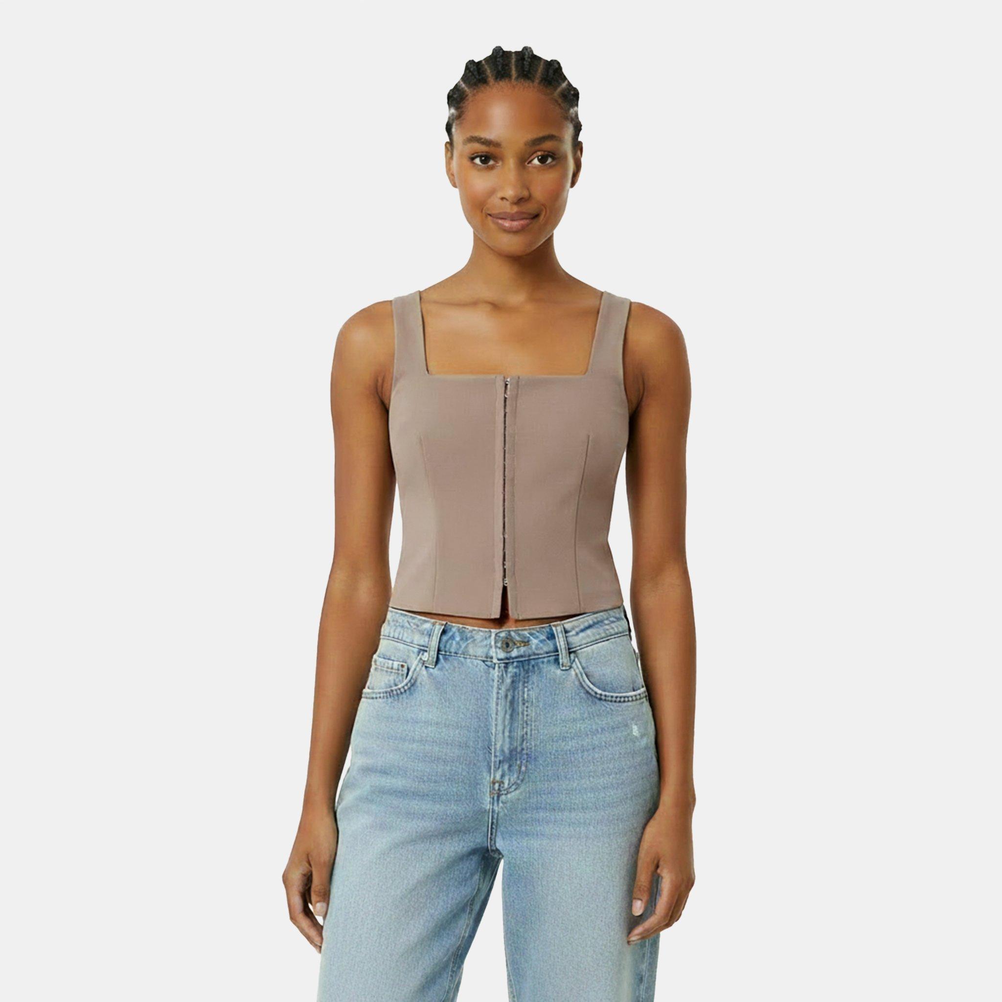 Taupe - Jack Wills - Women's Pinstripe Corset Top - 3