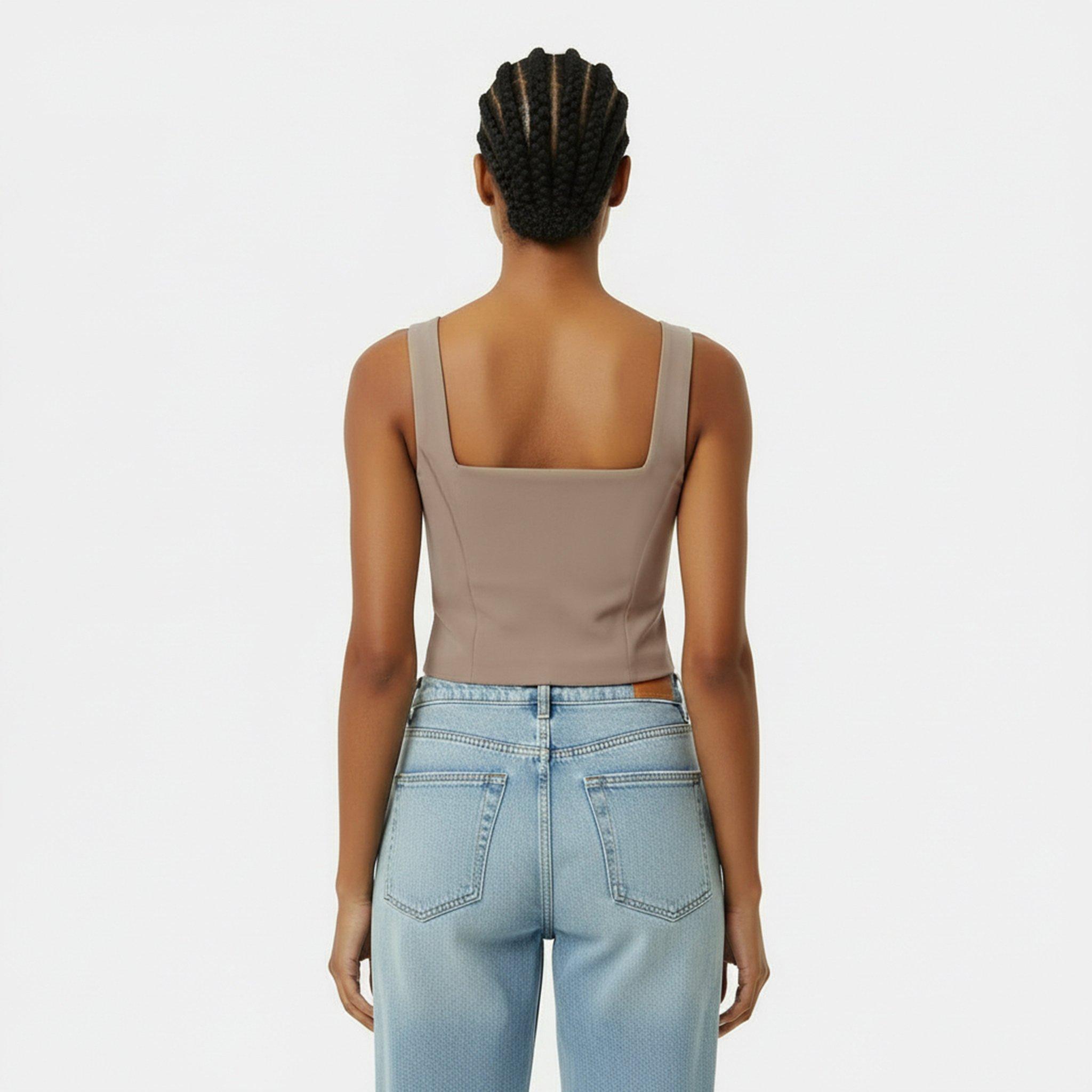 Taupe - Jack Wills - Women's Pinstripe Corset Top - 4