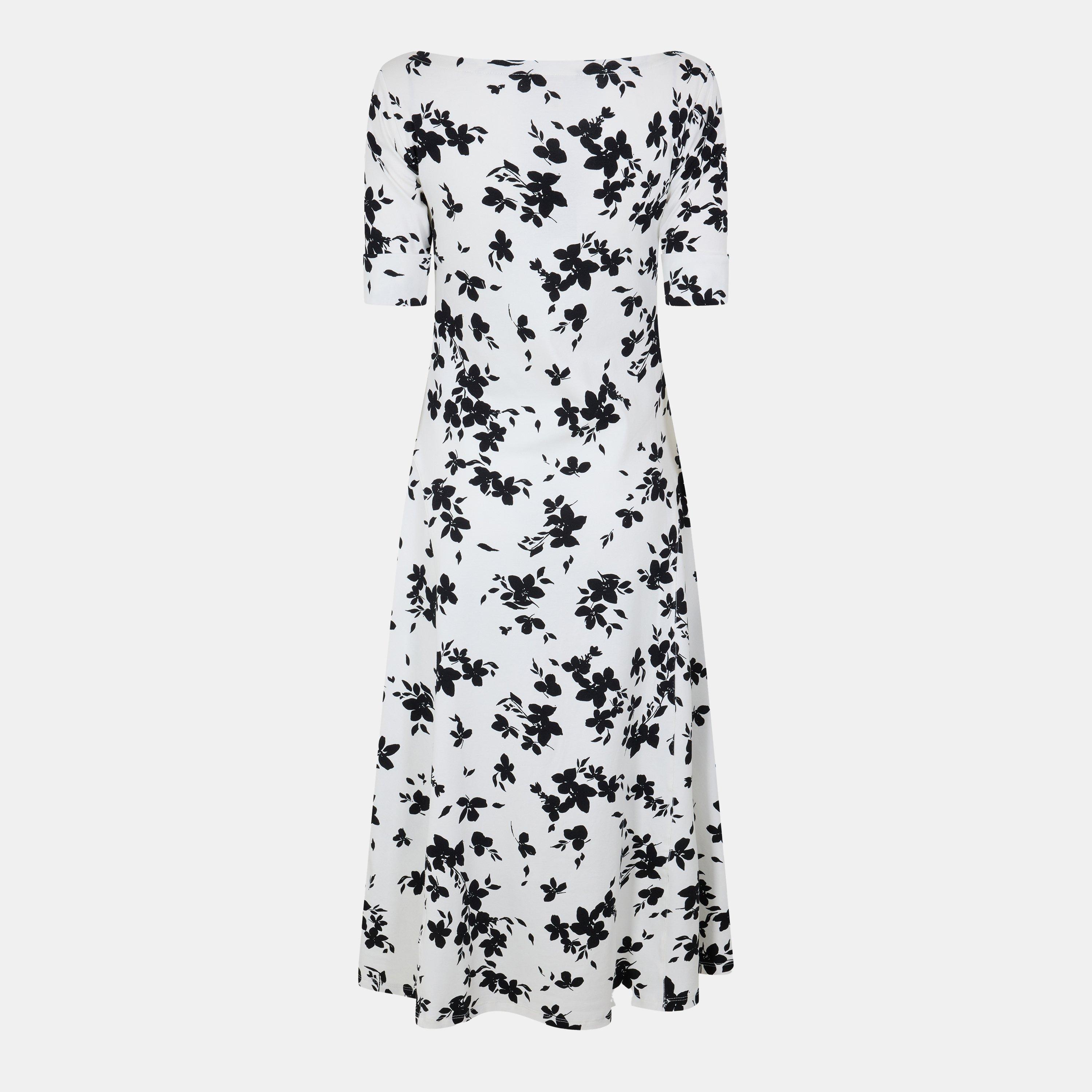 Cream/Black - Lauren by Ralph Lauren - Women's Real Leather Munzie T-Shirt Dress - 2