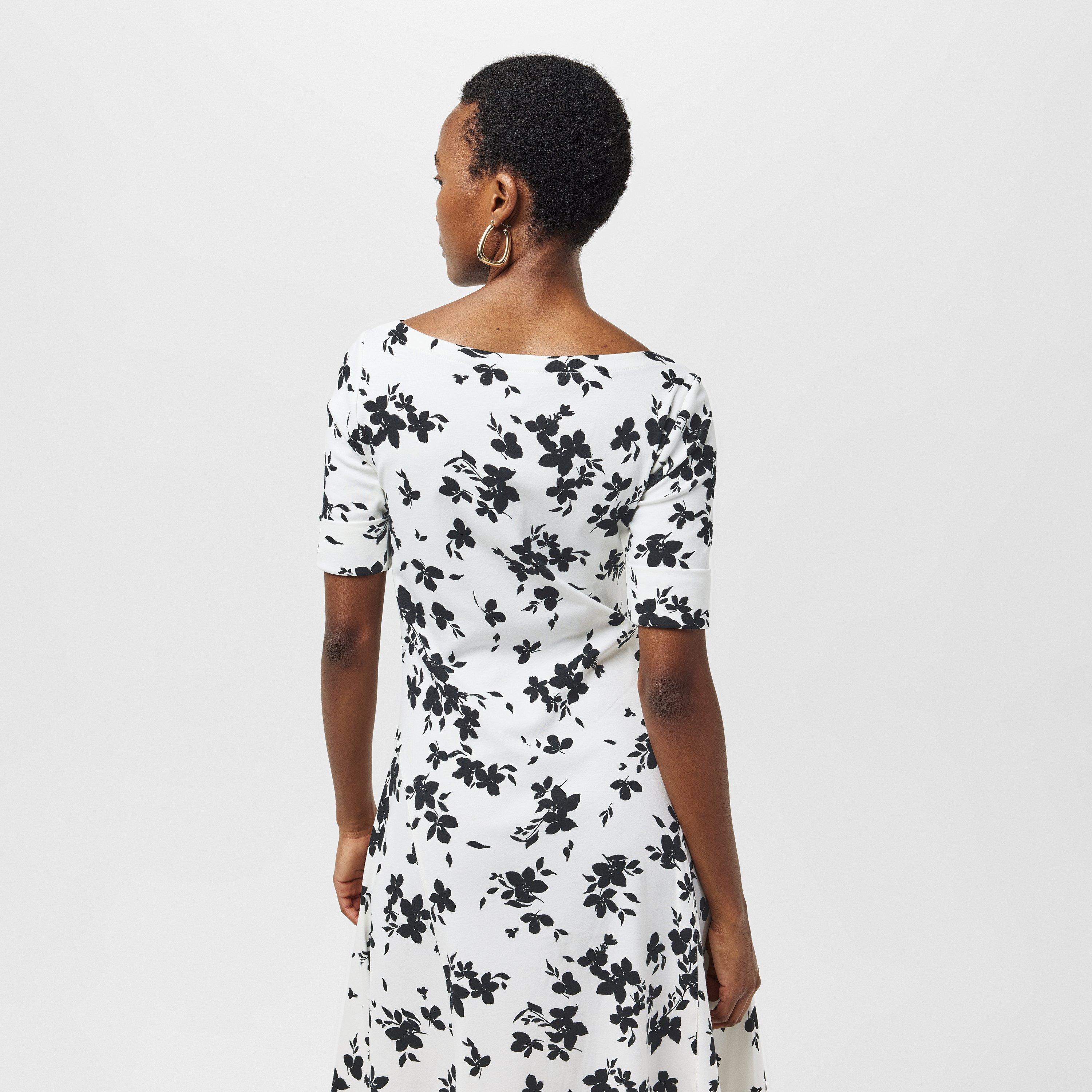 Cream/Black - Lauren by Ralph Lauren - Women's Real Leather Munzie T-Shirt Dress - 4