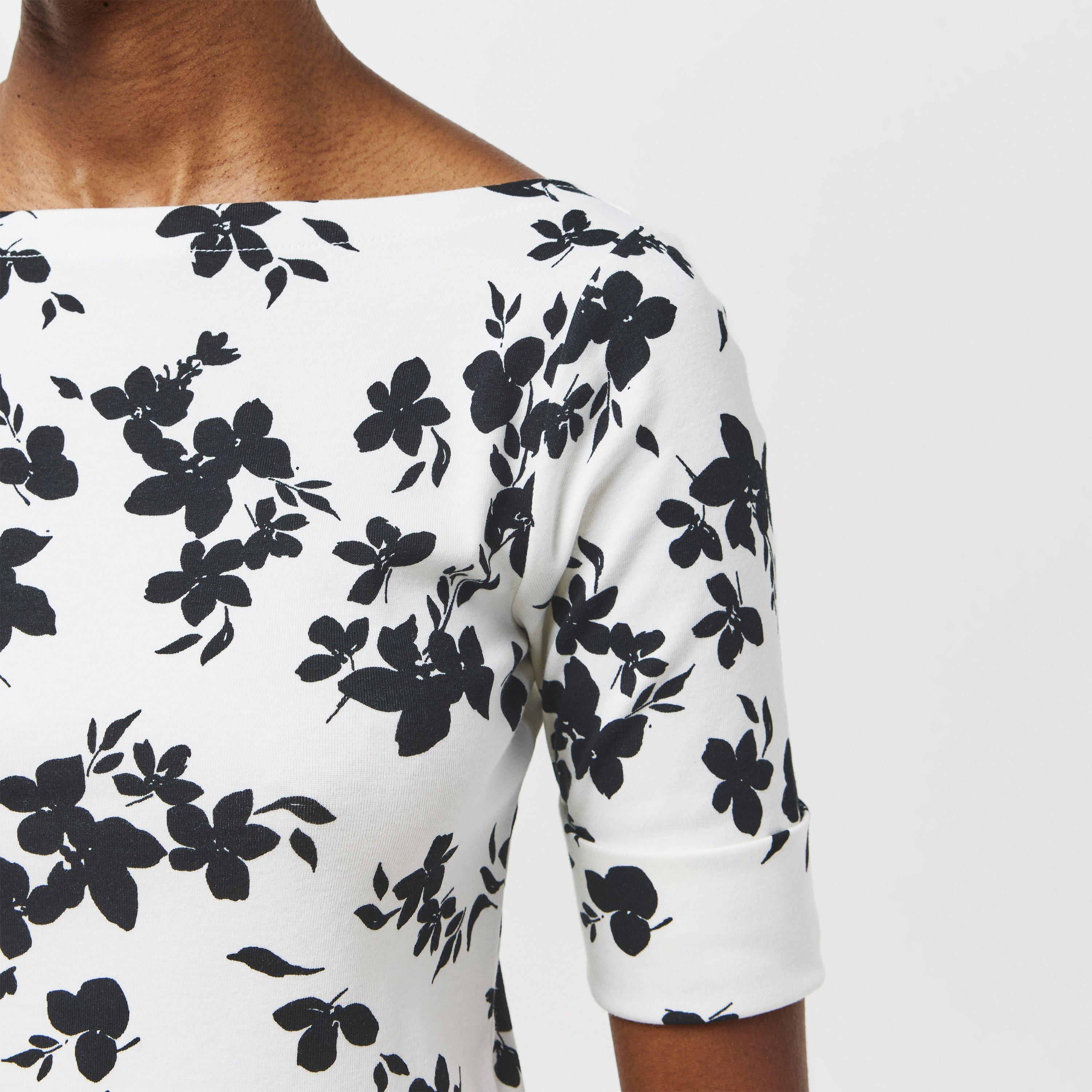 Cream/Black - Lauren by Ralph Lauren - Women's Real Leather Munzie T-Shirt Dress - 5