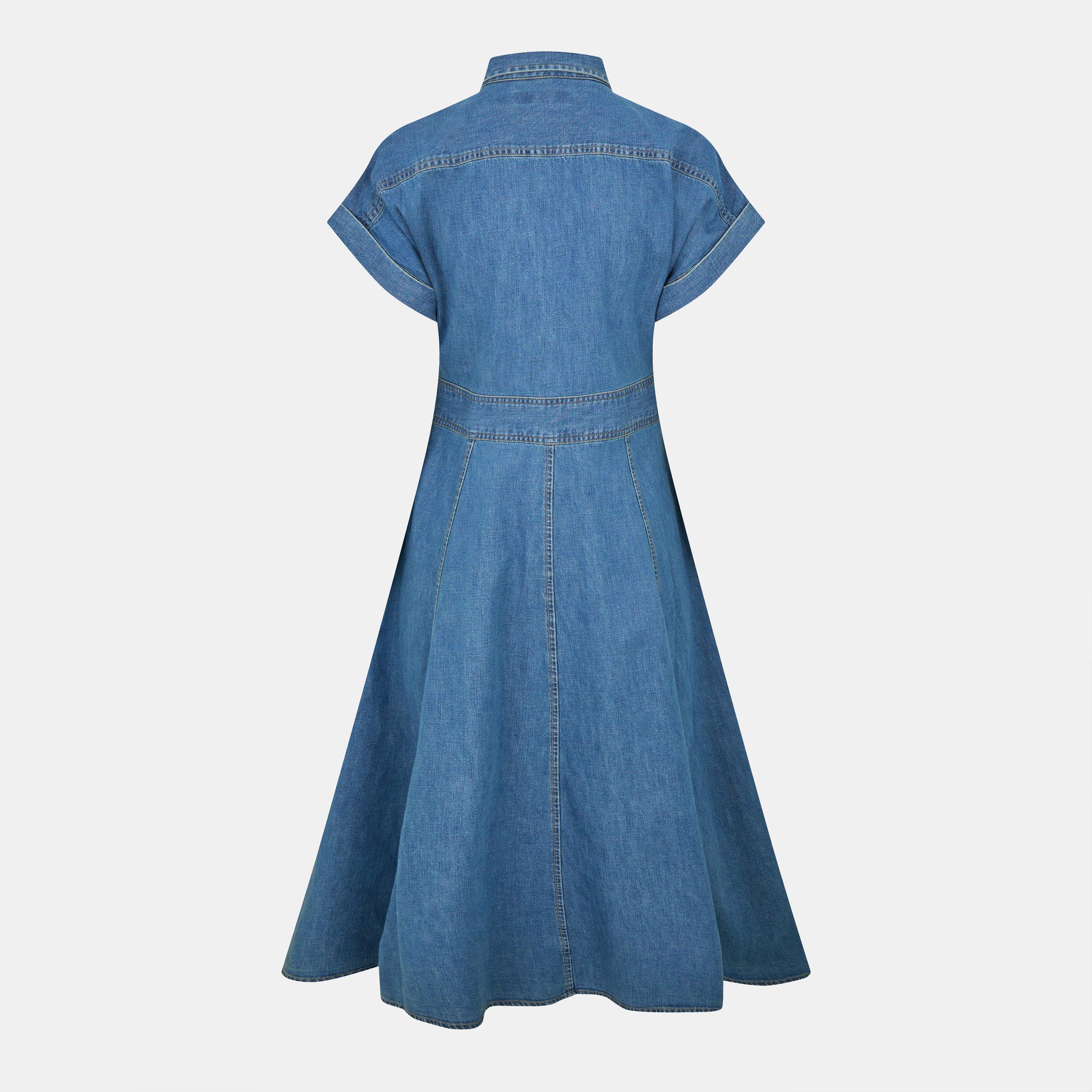 Opal Wash - Lauren by Ralph Lauren - Buckle-Trim Denim Shirt Dress - 2