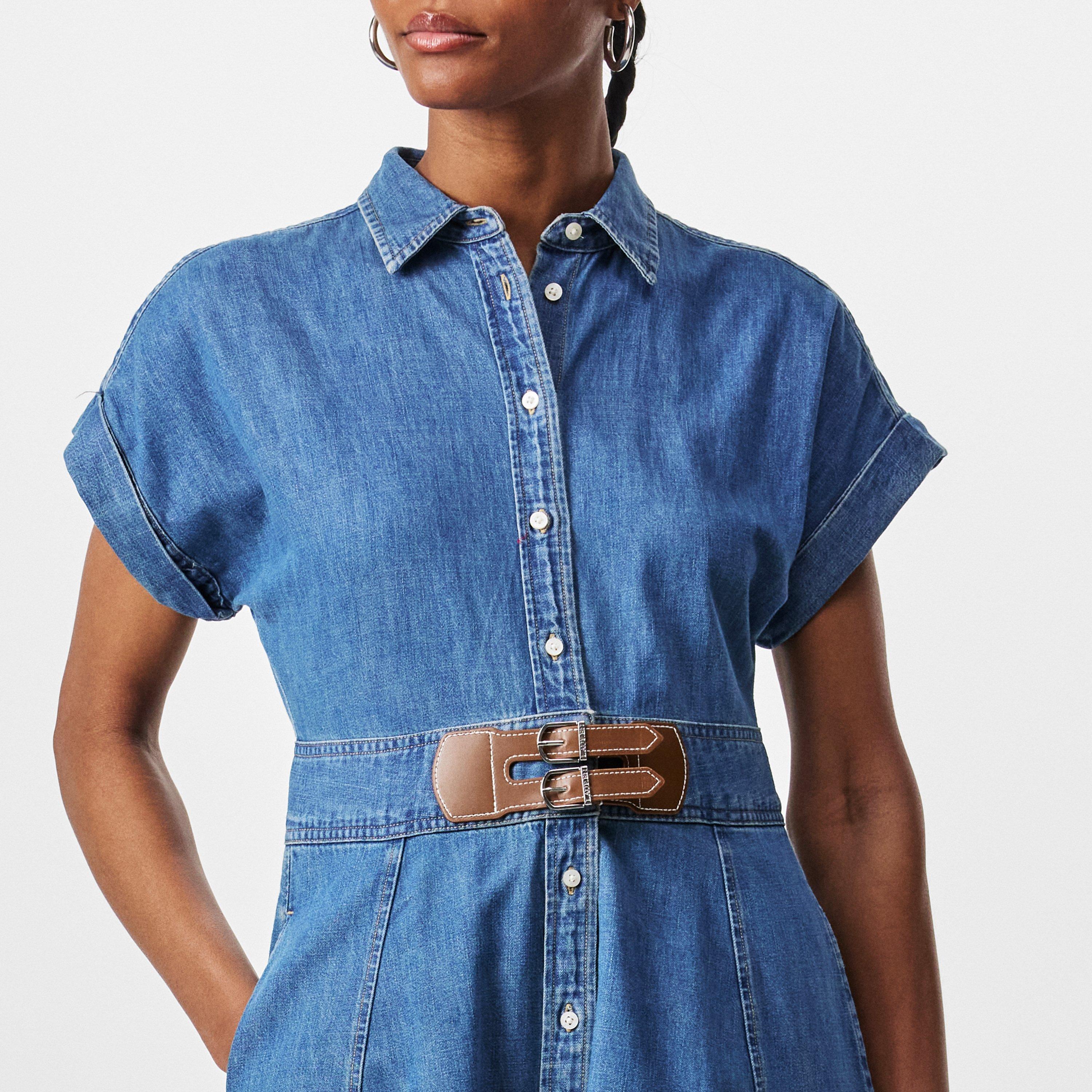 Opal Wash - Lauren by Ralph Lauren - Buckle-Trim Denim Shirt Dress - 5