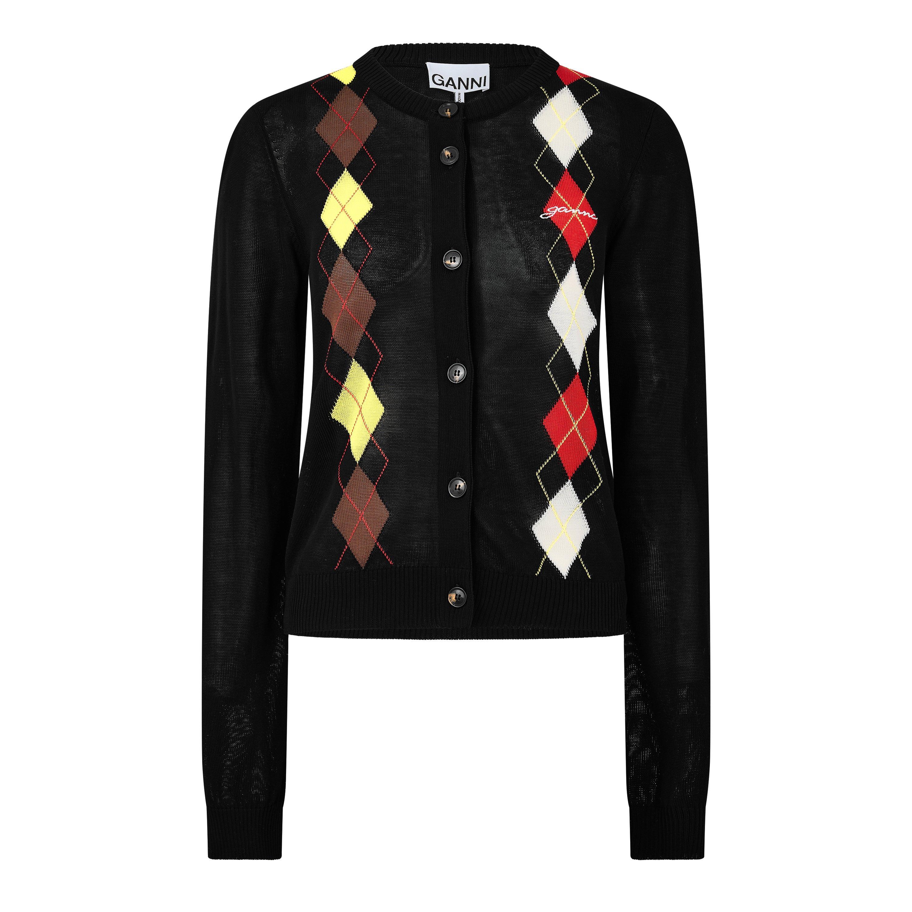 Ganni Women's Argyle Cardigan - Black - Size 8 (34)