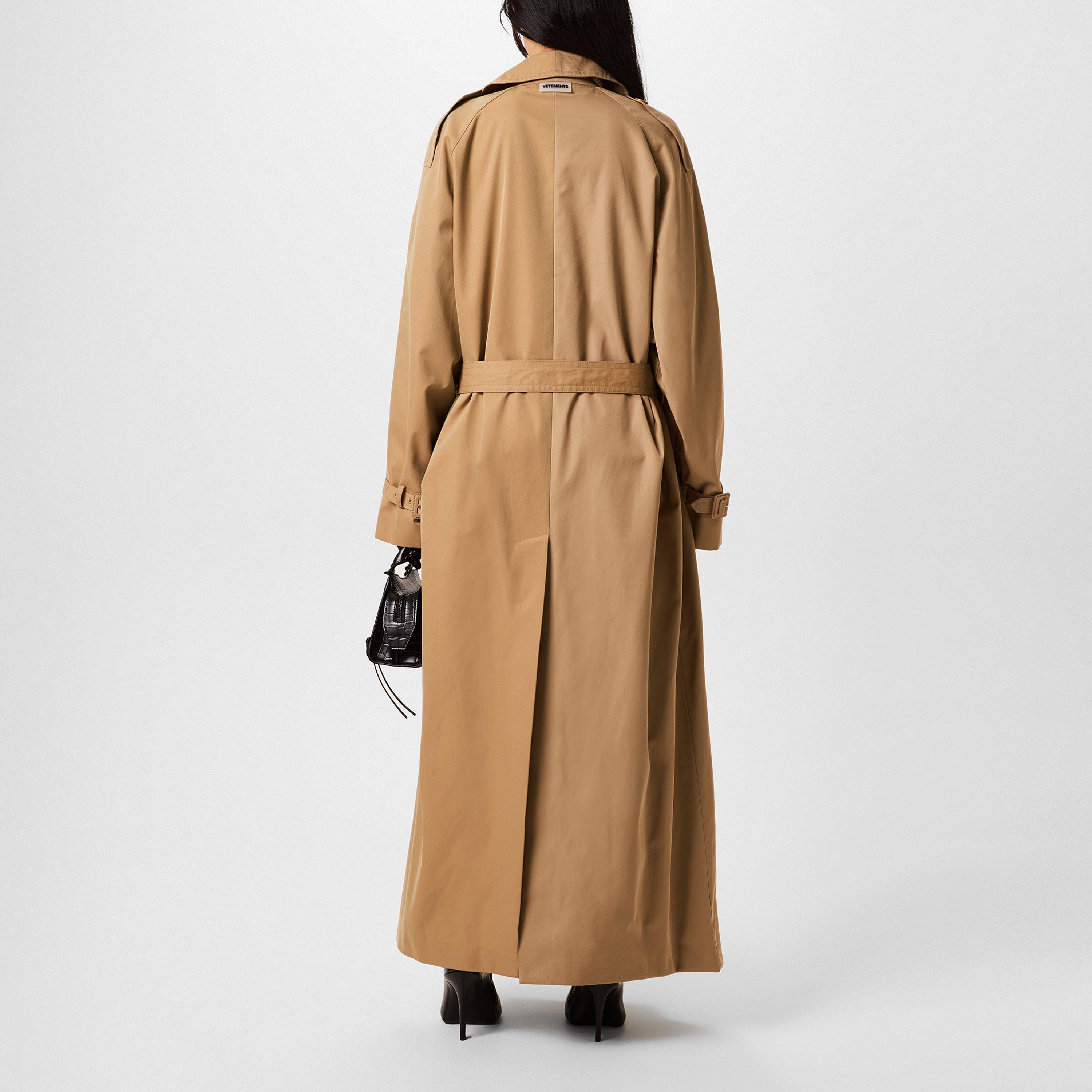 Beige - VETEMENTS - Women's Cotton Long Sleeve Oversized Trench Coat - 3