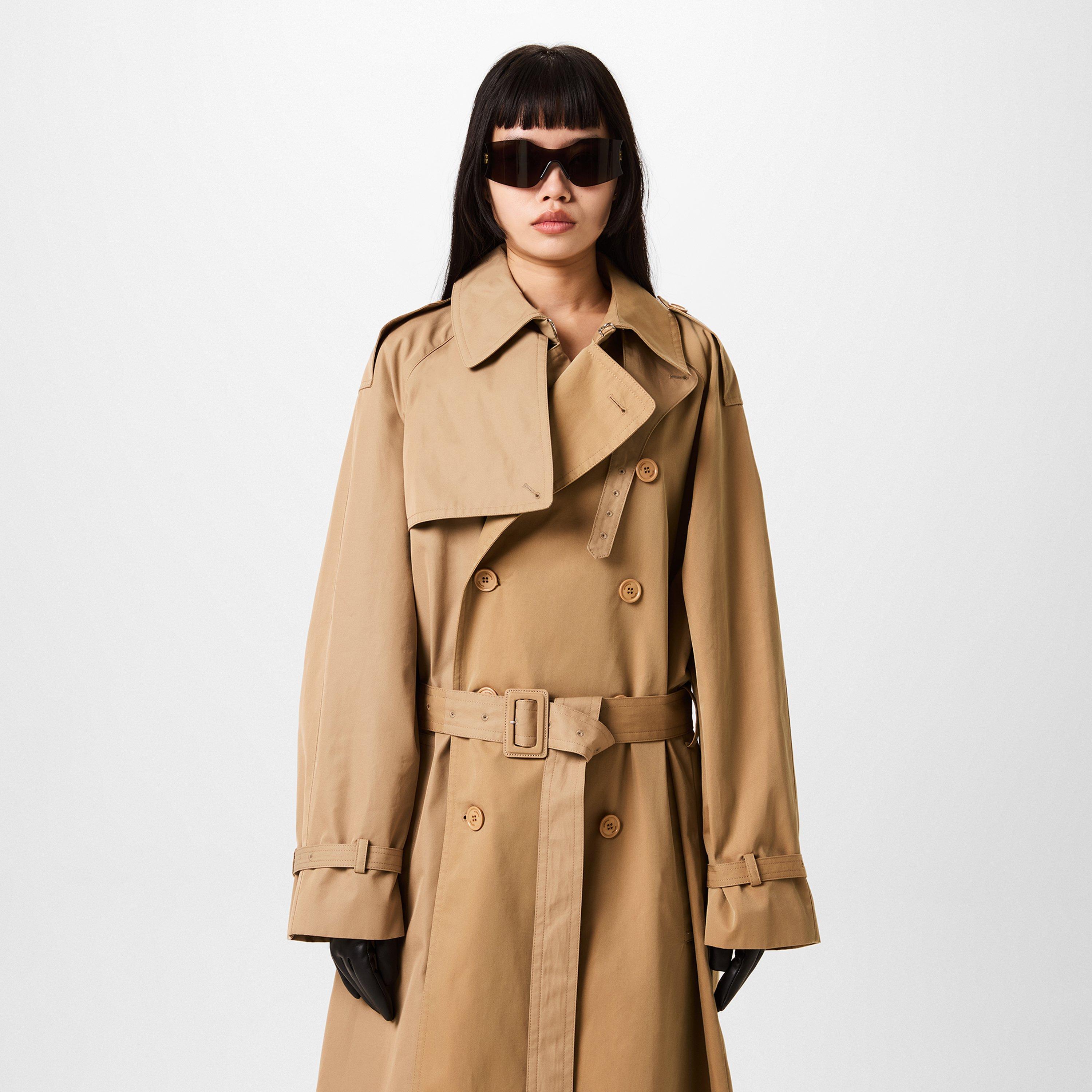 Beige - VETEMENTS - Women's Cotton Long Sleeve Oversized Trench Coat - 4