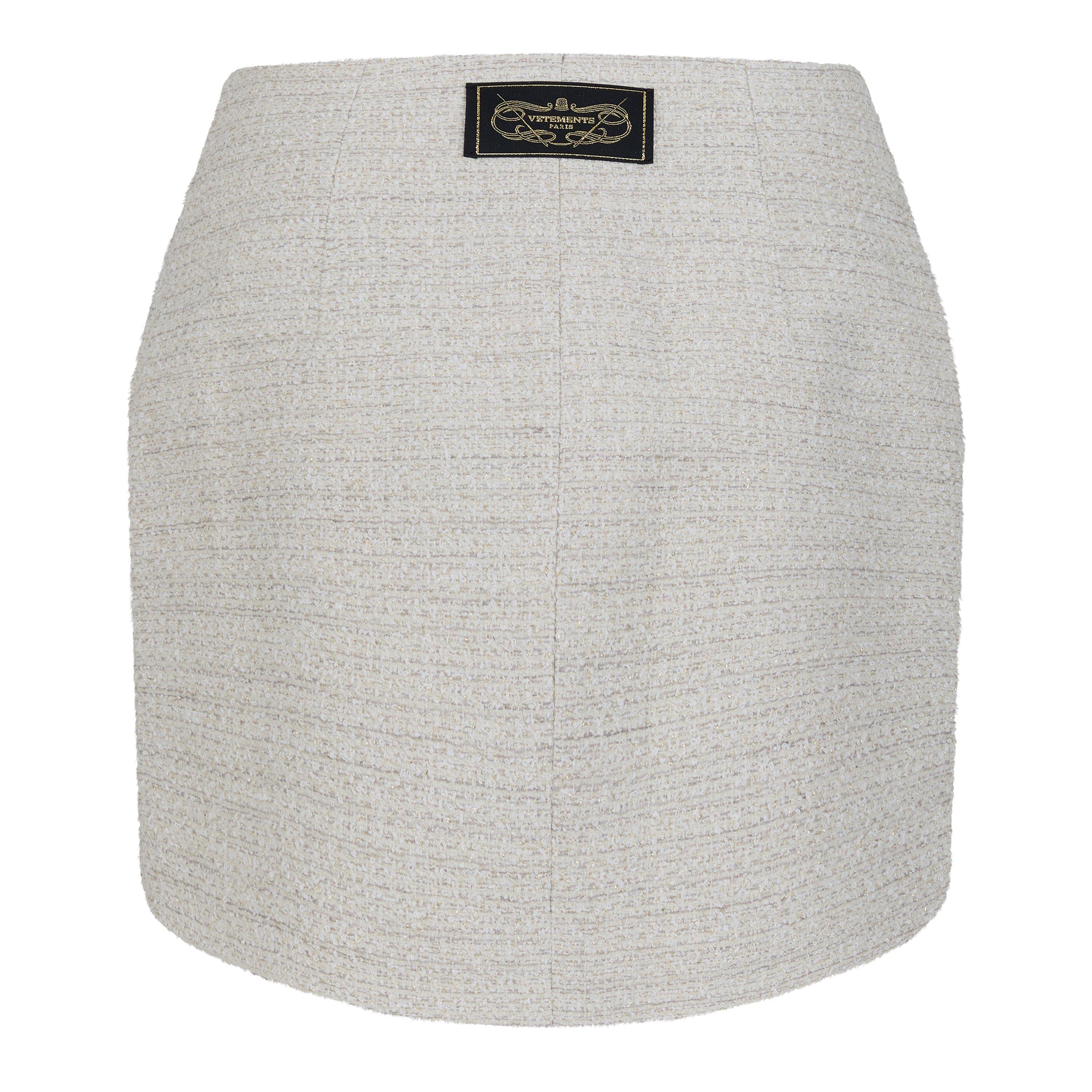 White - VETEMENTS - Women's Cropped Deconstructed Tweed Mini Skirt - 2