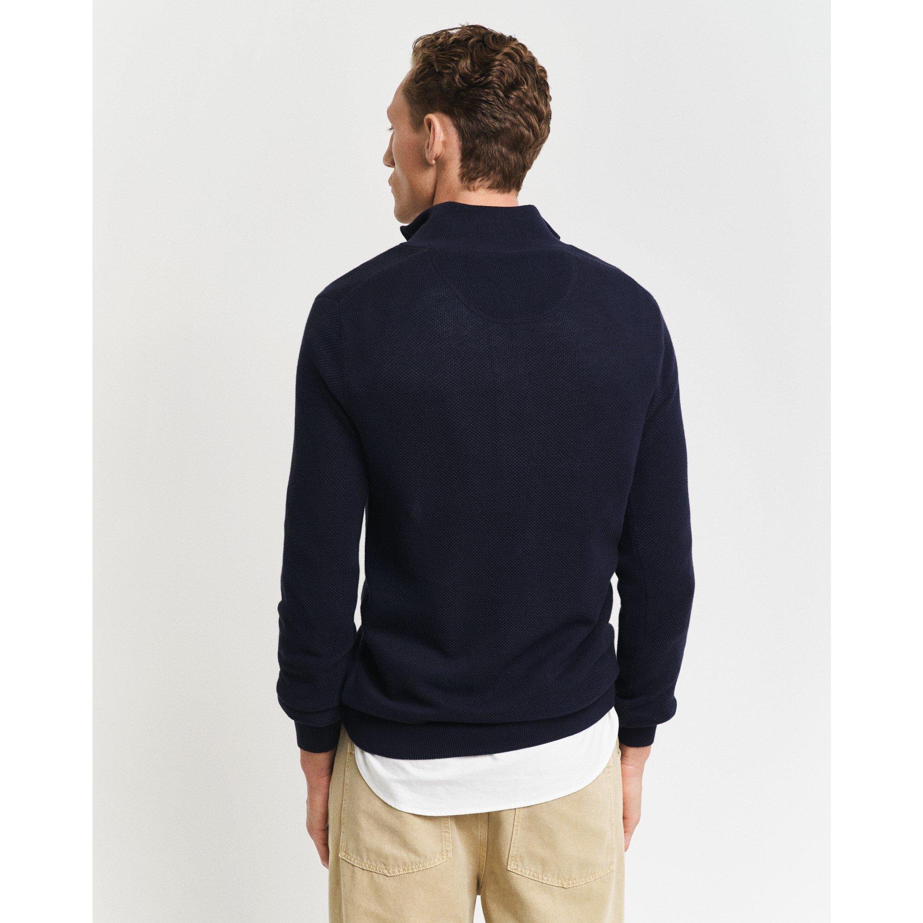 Bleu soirée - Gant - Men's Pique Crew Neck Zip Jumper - 2