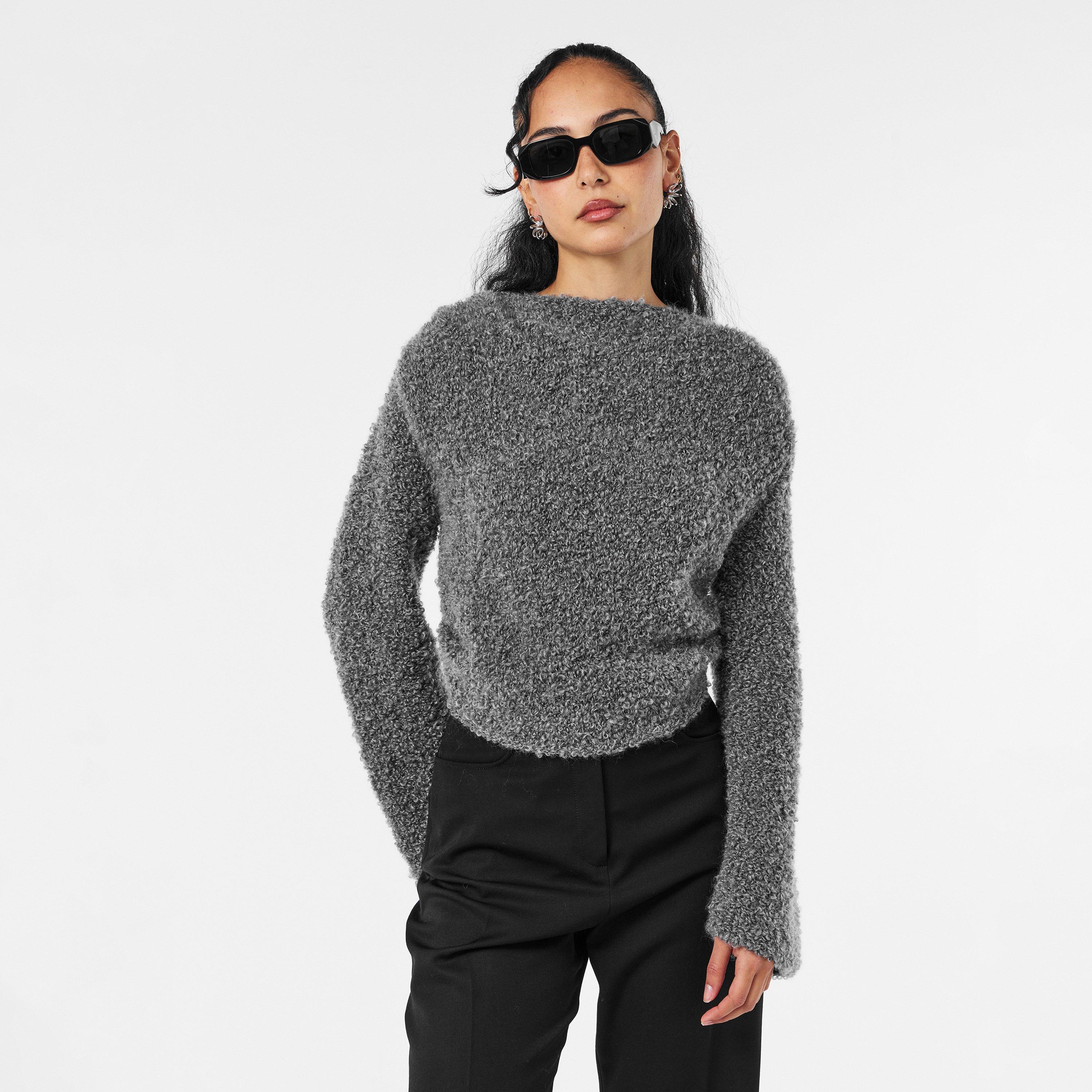 Grey - Magda Butrym - Women's Fine Knit Crew Neck Jumper - 3