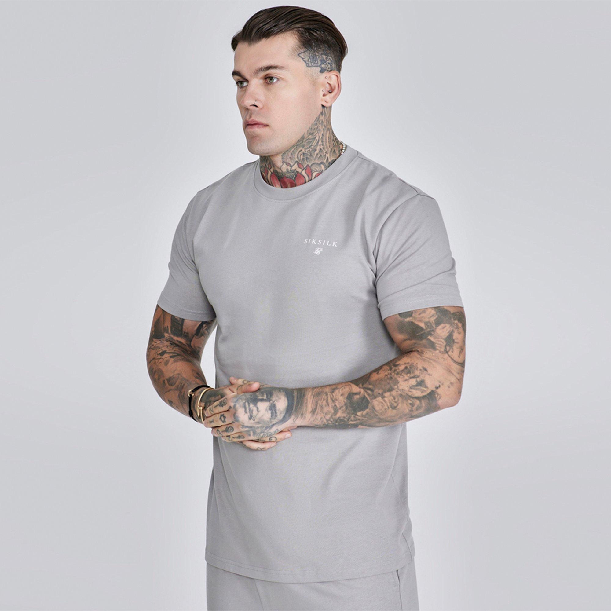 Grey - SikSilk - Short-Sleeve T-Shirt and Shorts Set - 2