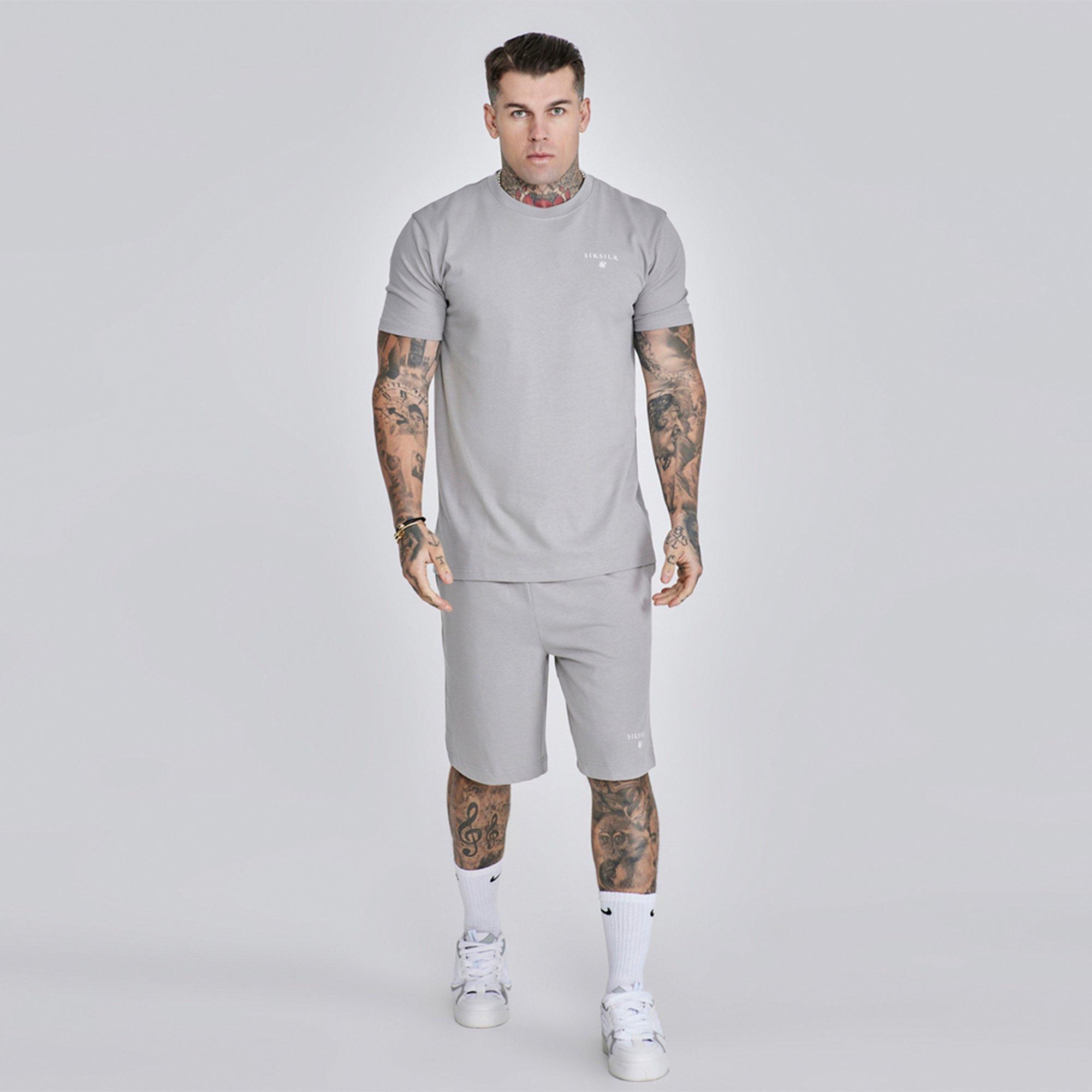 Grey - SikSilk - Short-Sleeve T-Shirt and Shorts Set - 4