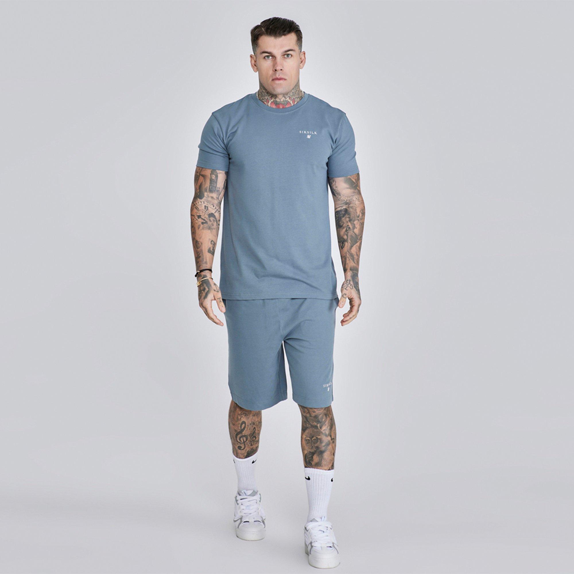 Dark Grey - SikSilk - Men's Short-Sleeve T-Shirt and Shorts Set - 4