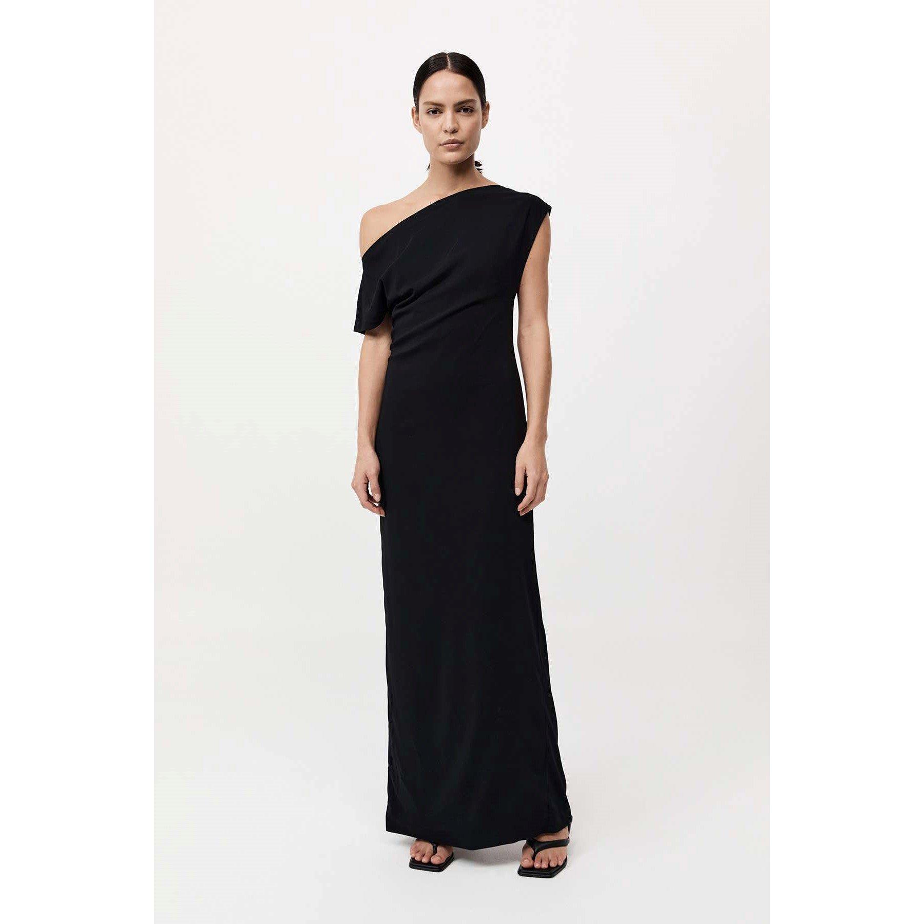 Black - St. Agni - Women's Asymmetric Off-Shoulder Maxi Dress - 2
