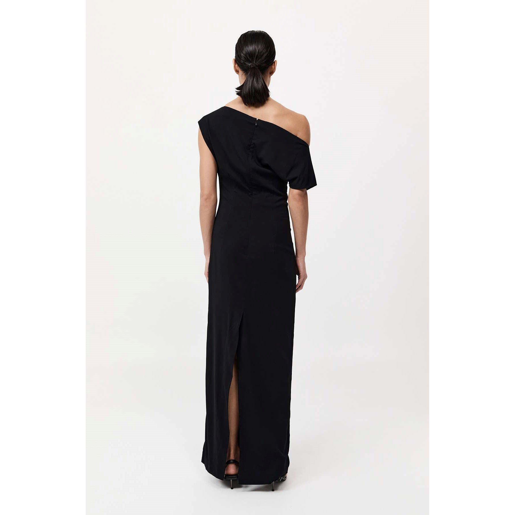 Black - St. Agni - Women's Asymmetric Off-Shoulder Maxi Dress - 3