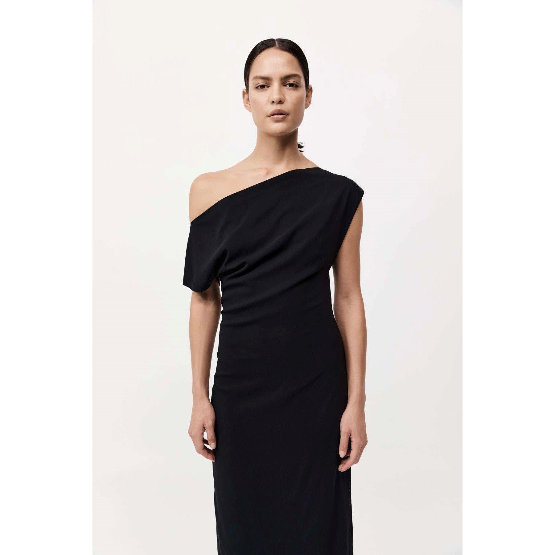 Black - St. Agni - Women's Asymmetric Off-Shoulder Maxi Dress - 4
