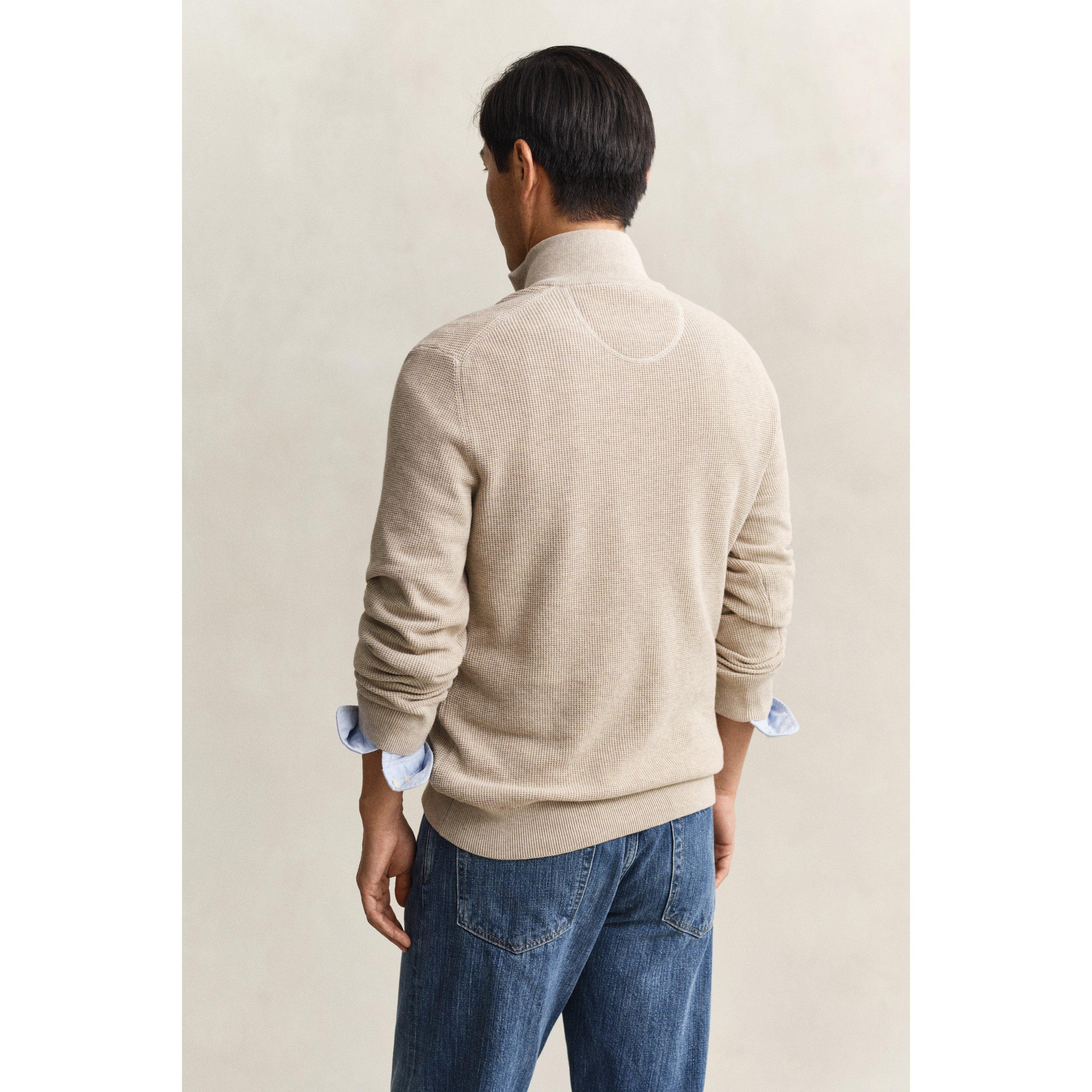 Oat Melange 198 - Gant - Gant Textrd Half Zip Sn62 - 2