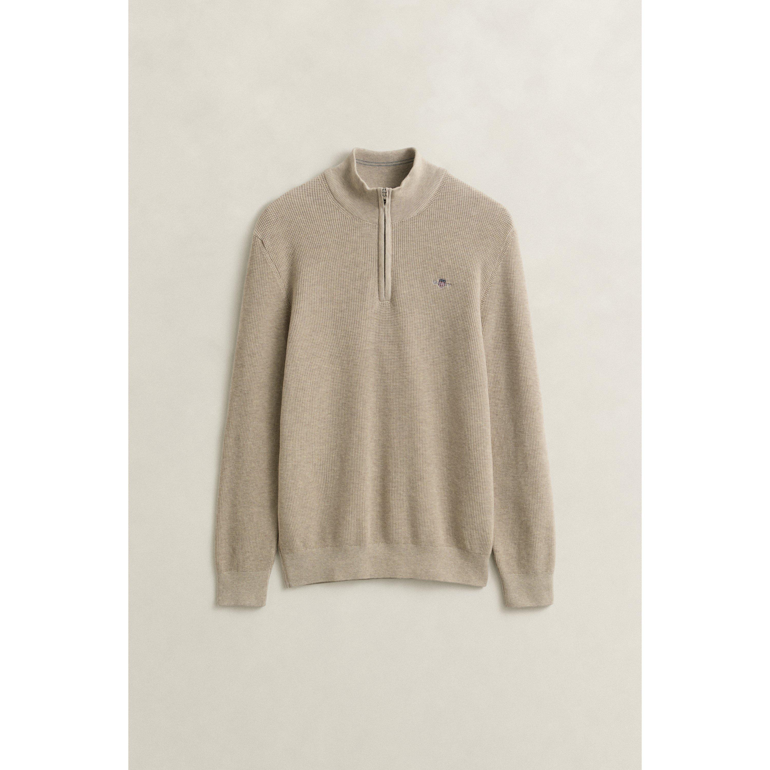 Oat Melange 198 - Gant - Gant Textrd Half Zip Sn62 - 5