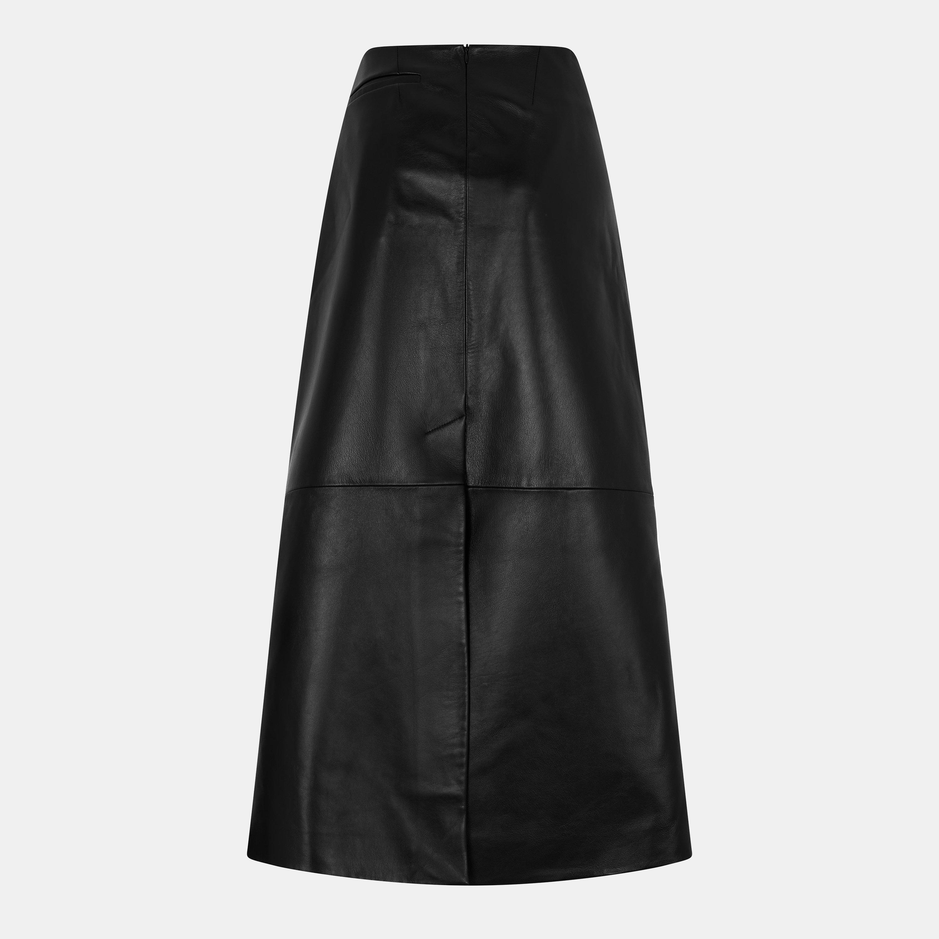 Black - Magda Butrym - Women's Leather Maxi Skirt - 2