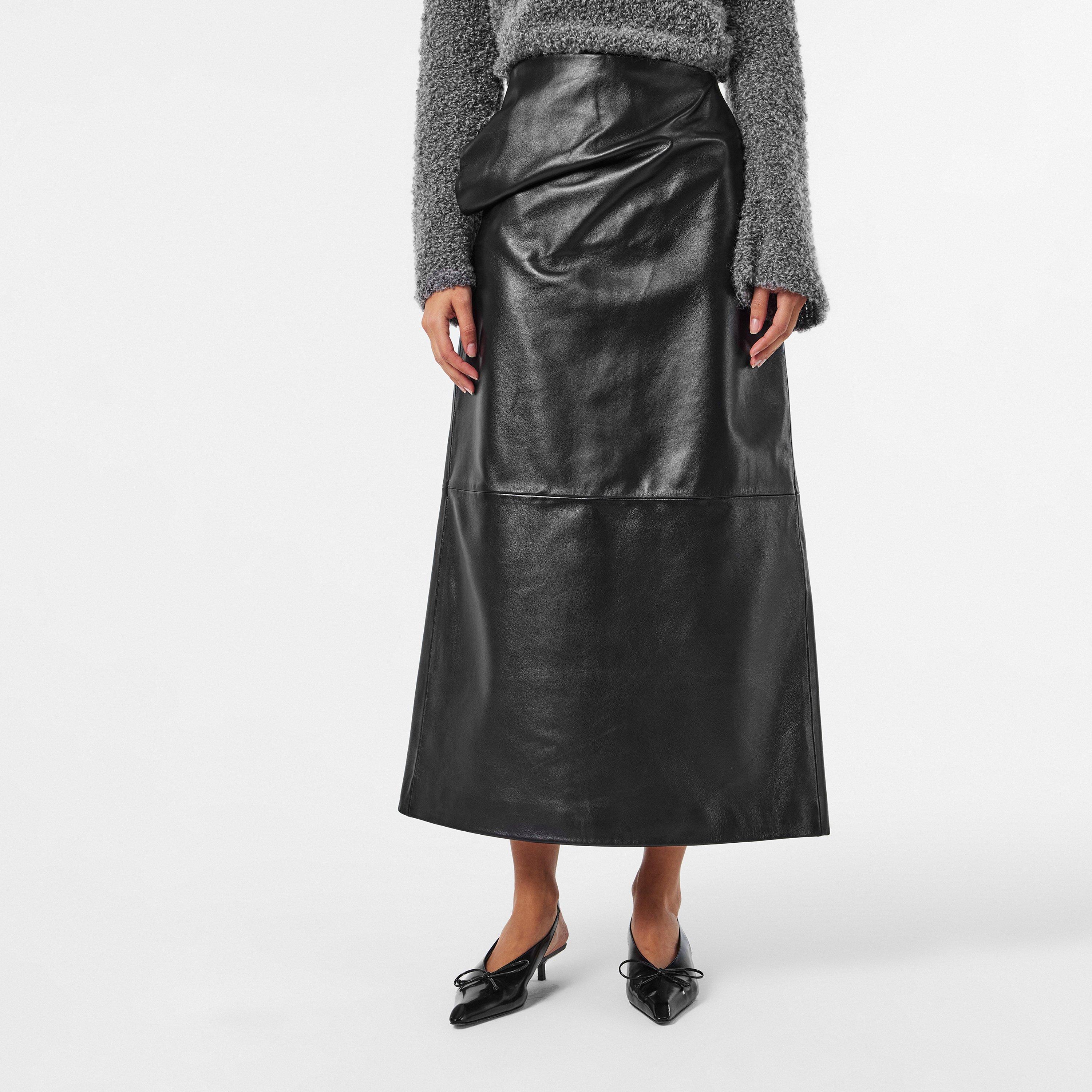 Black - Magda Butrym - Women's Leather Maxi Skirt - 3