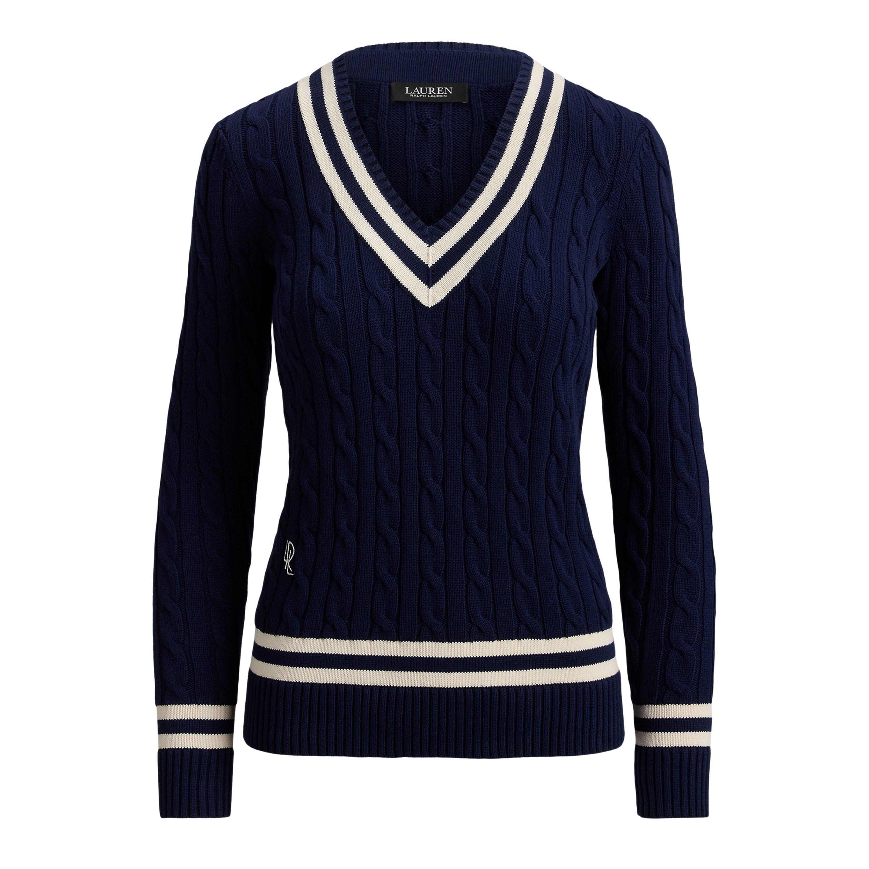 Lauren By Ralph Lauren Women's Navy Masc Crew Neck Jumper - 8 (XS)