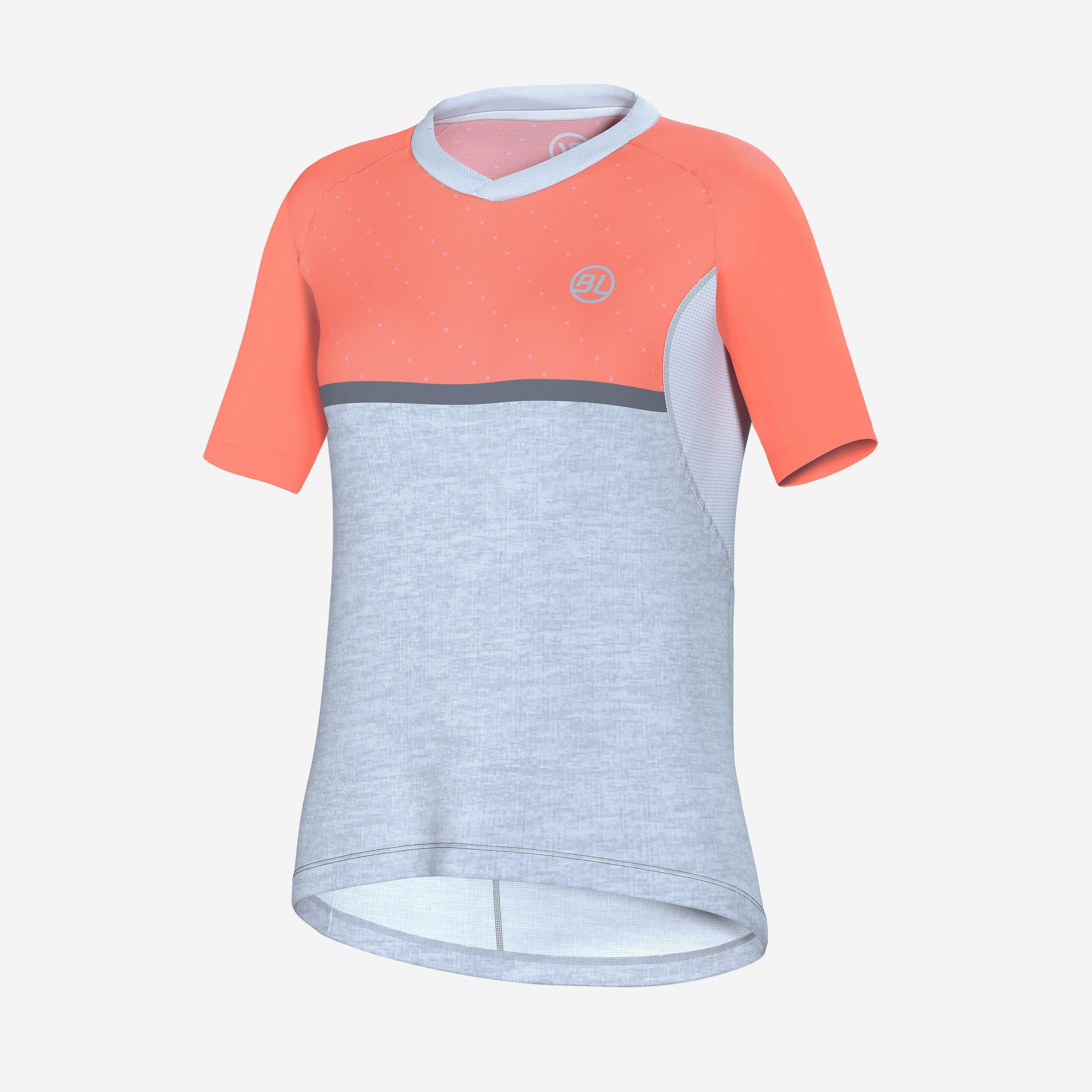 Bicycle Line Women's Pedavena V-Neck Short Sleeve Cycling Jersey - Peach Rose - 12 (M)