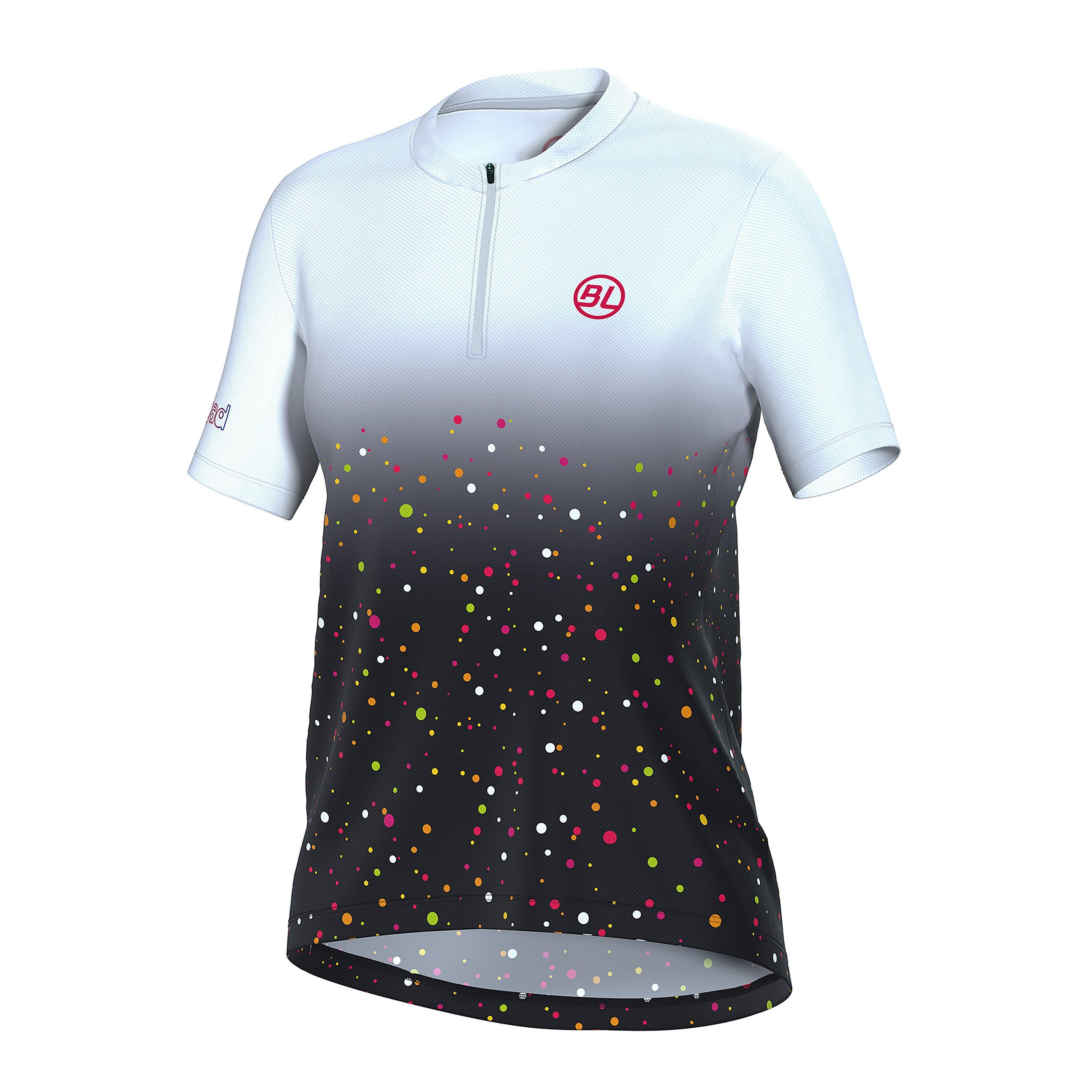 Bicycle Line Women's Marostica Half Zip Upf 30+ Short Sleeve Cycling Jersey - Black/White - 8 (XS)