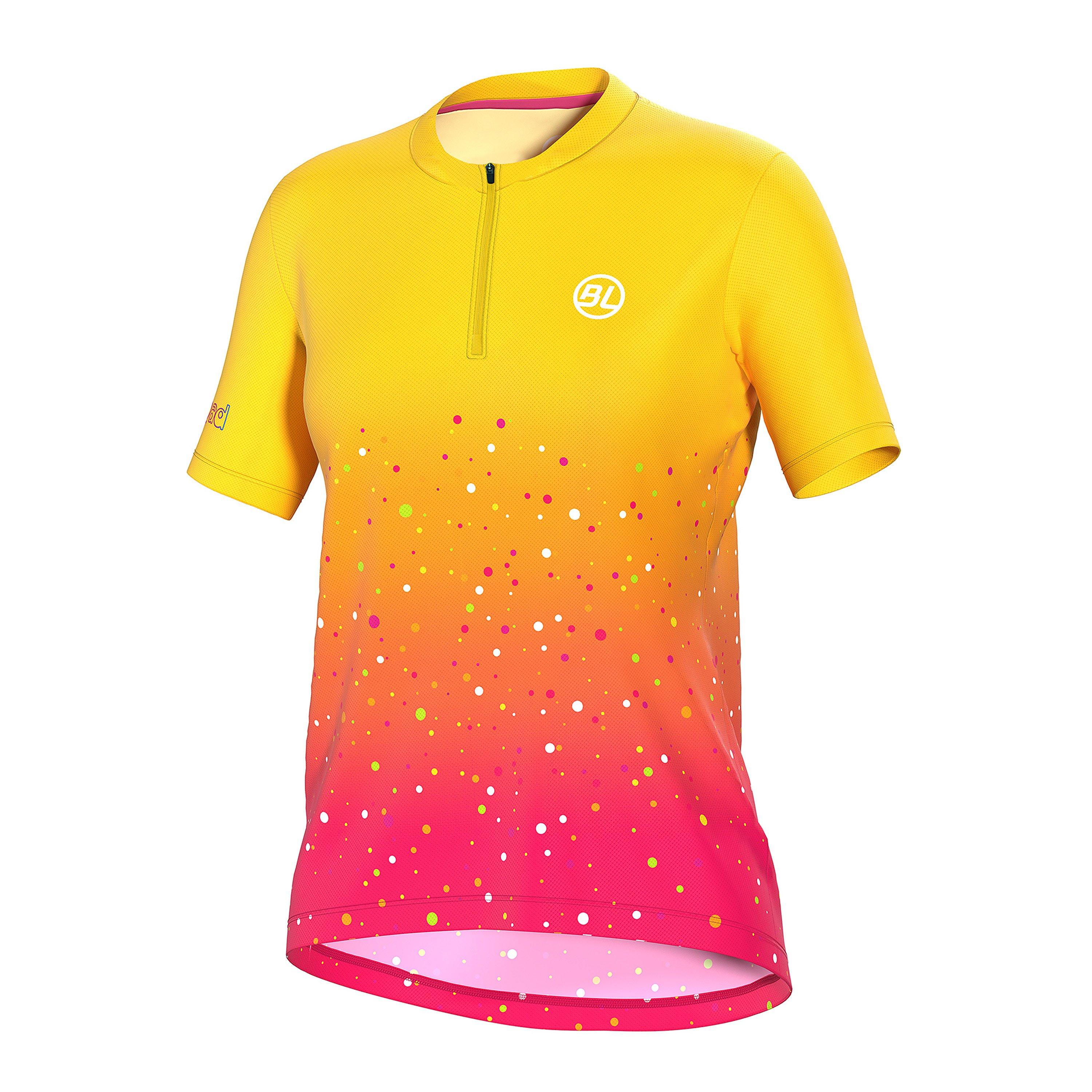 Bicycle Line Women's Marostica Half Zip Upf 30+ Short Sleeve Cycling Jersey - Fuchsia/Orange - 10 (S)