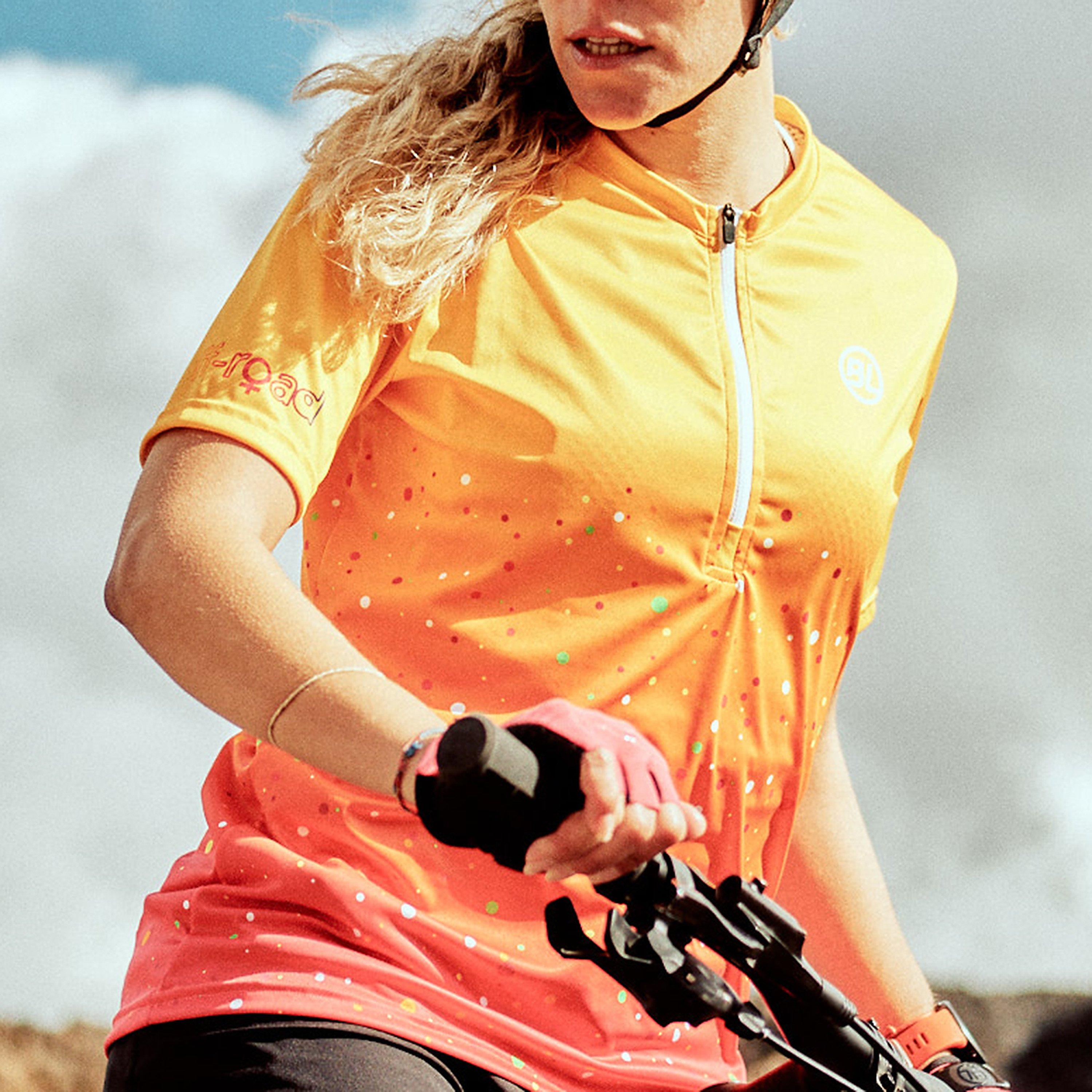 Fuchsia/Orange - Bicycle Line - Women's Marostica Half Zip UPF 30+ Short Sleeve Cycling Jersey - 5