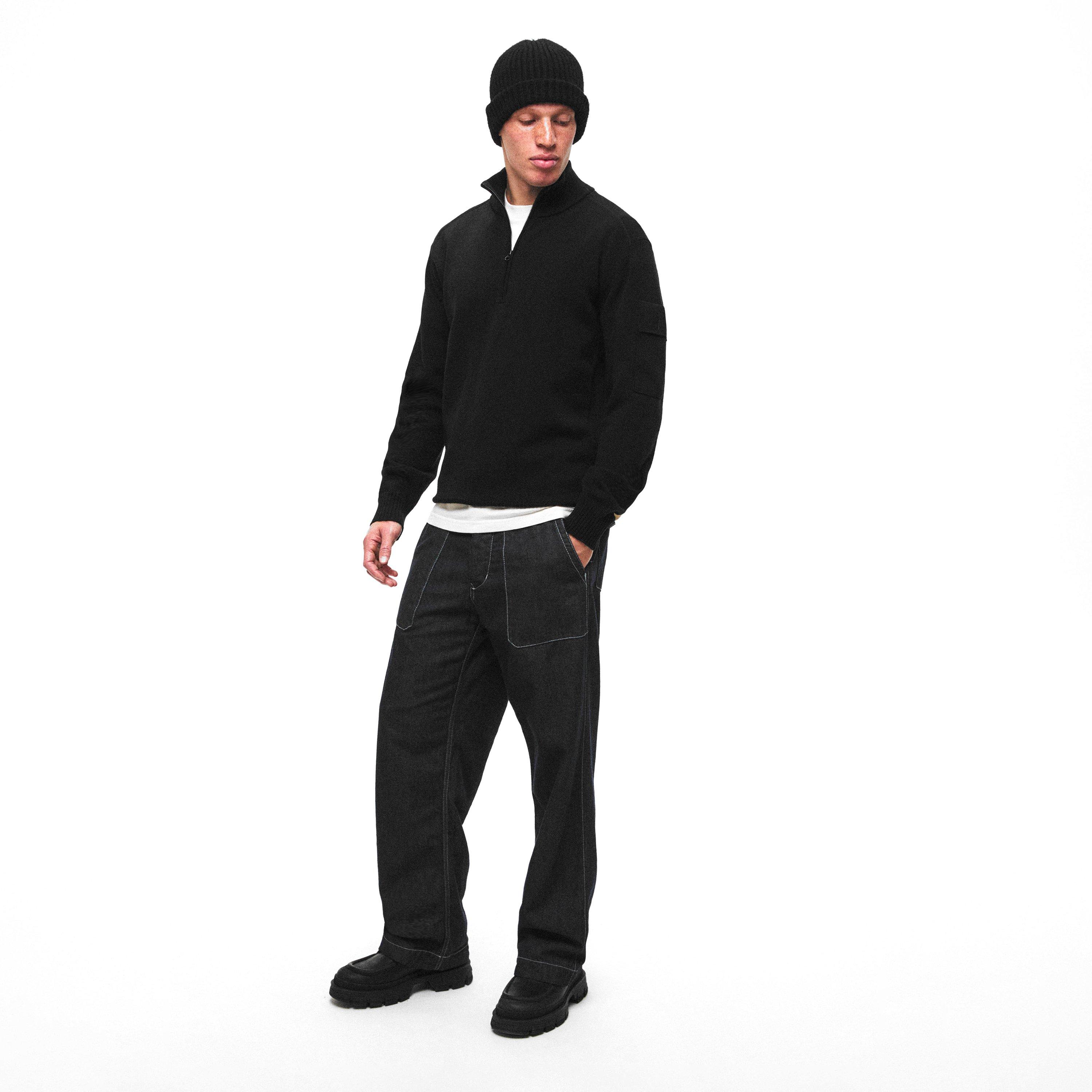 Black 999 - CP Company Metropolis - Cotton Knit Half Zip Jumper - 6