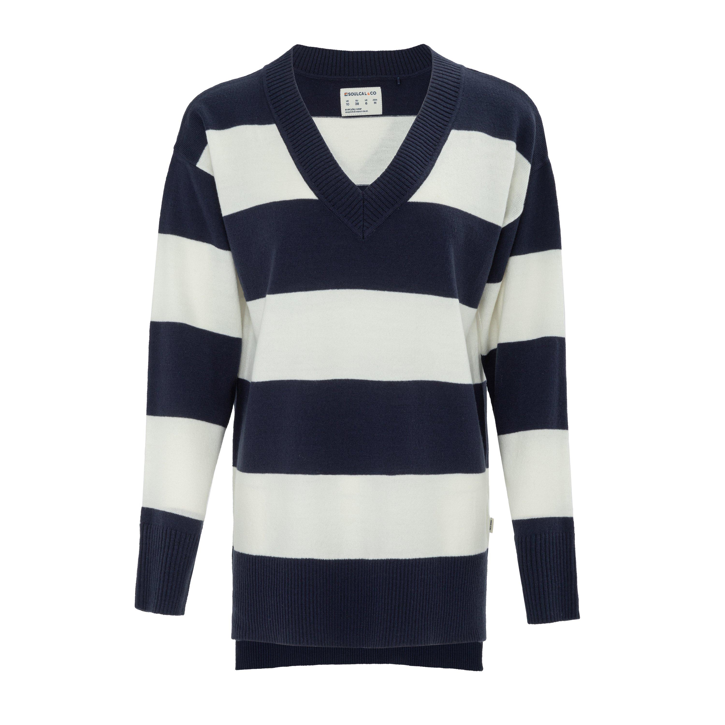 Navy/White - SoulCal - Cal Women Long Sleeve Stripe Jumper - 1