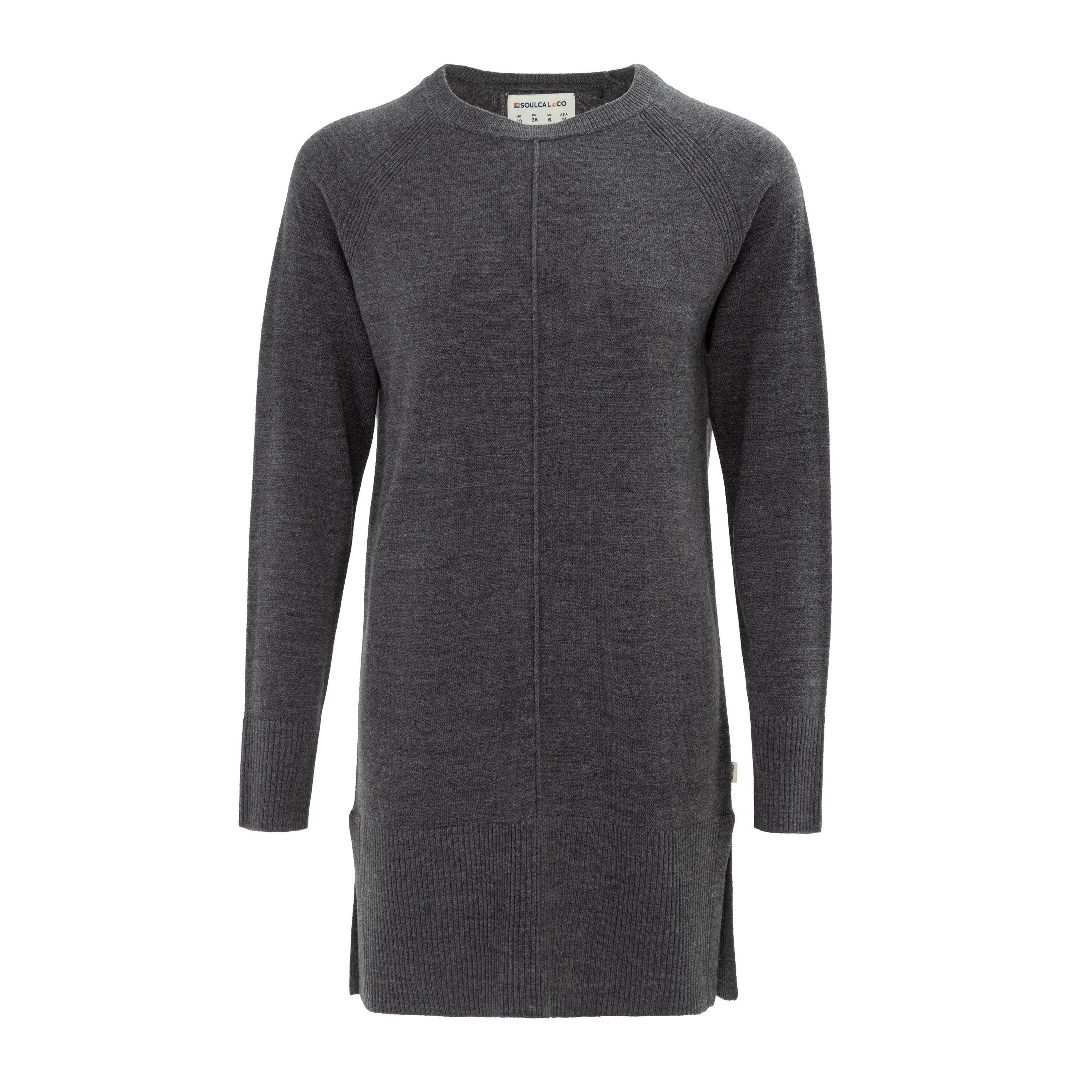 Charcoal - SoulCal - Cal Women Long Sleeve Knitwear Dress - 1