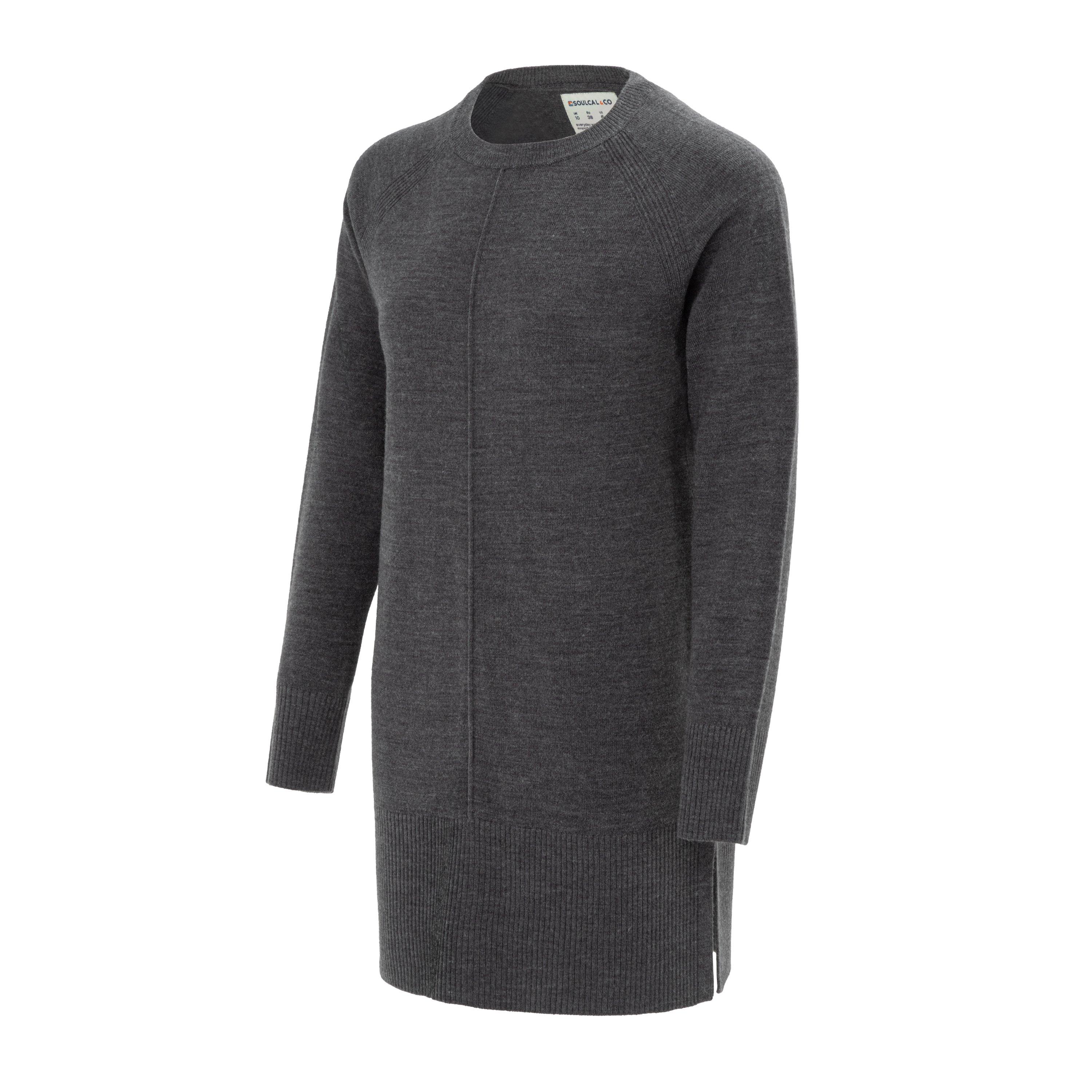 Charcoal - SoulCal - Cal Women Long Sleeve Knitwear Dress - 3