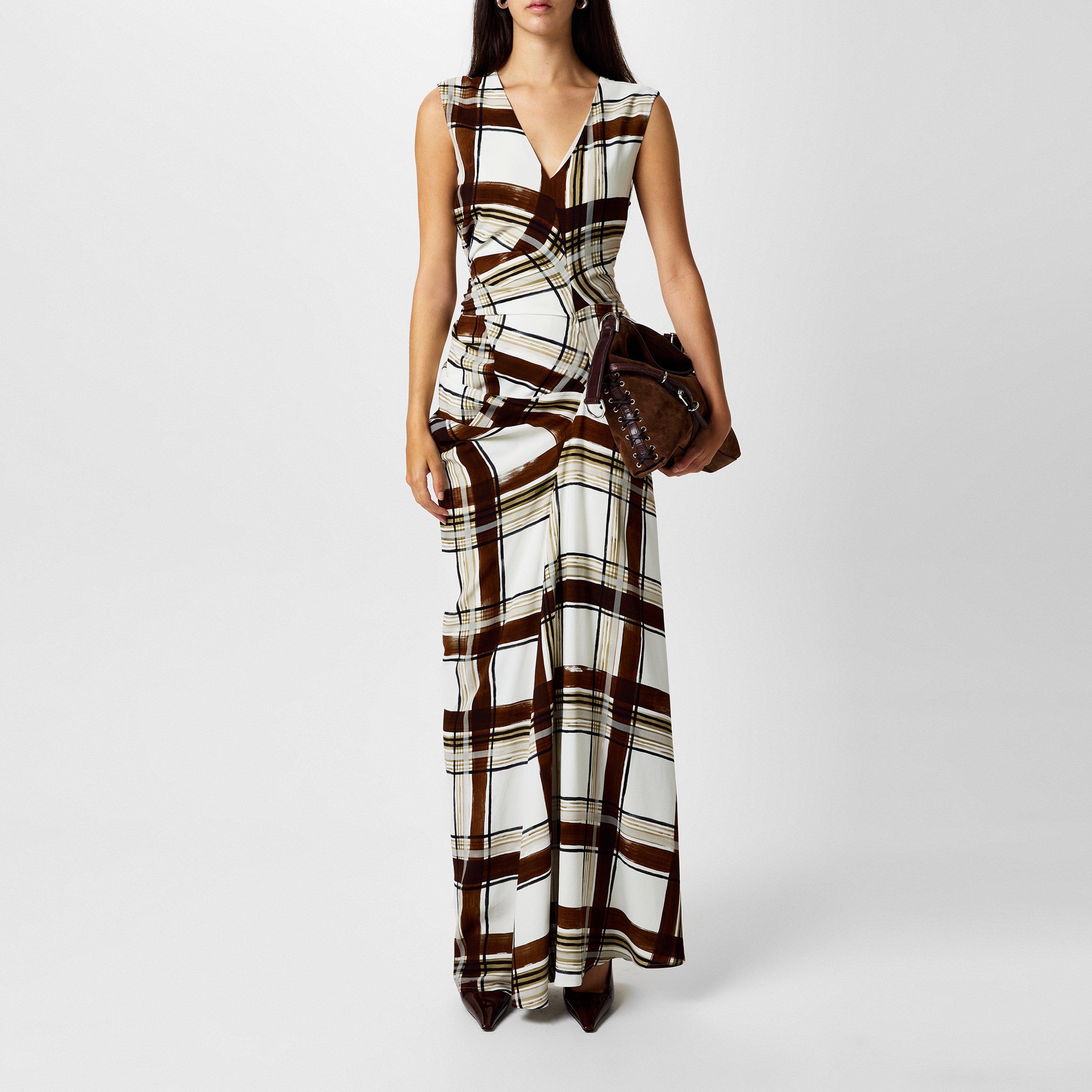 Dries Van Noten Gathered Checked Crepe Maxi Dress