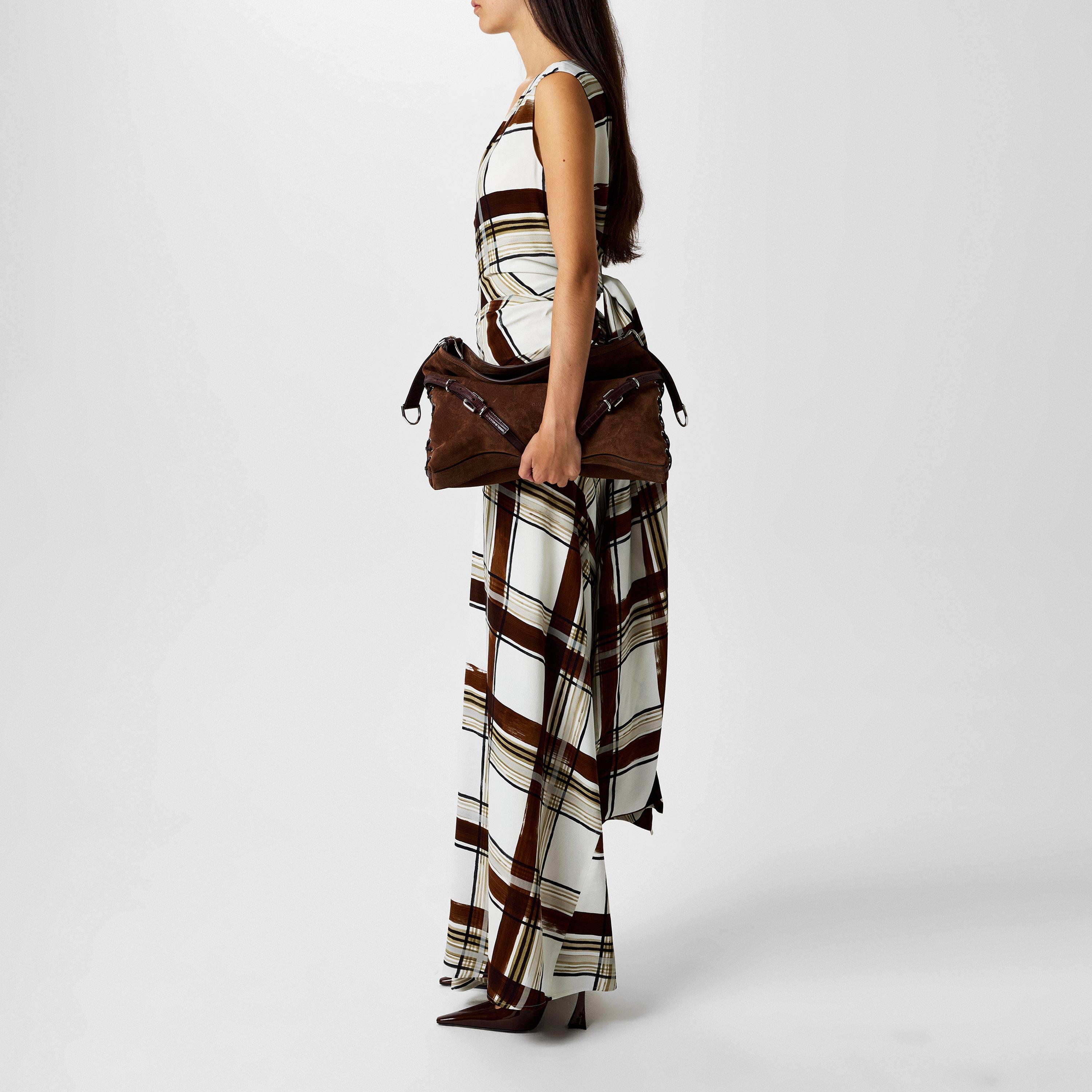 Brown - Dries Van Noten - Gathered Checked Crepe Maxi Dress - 2