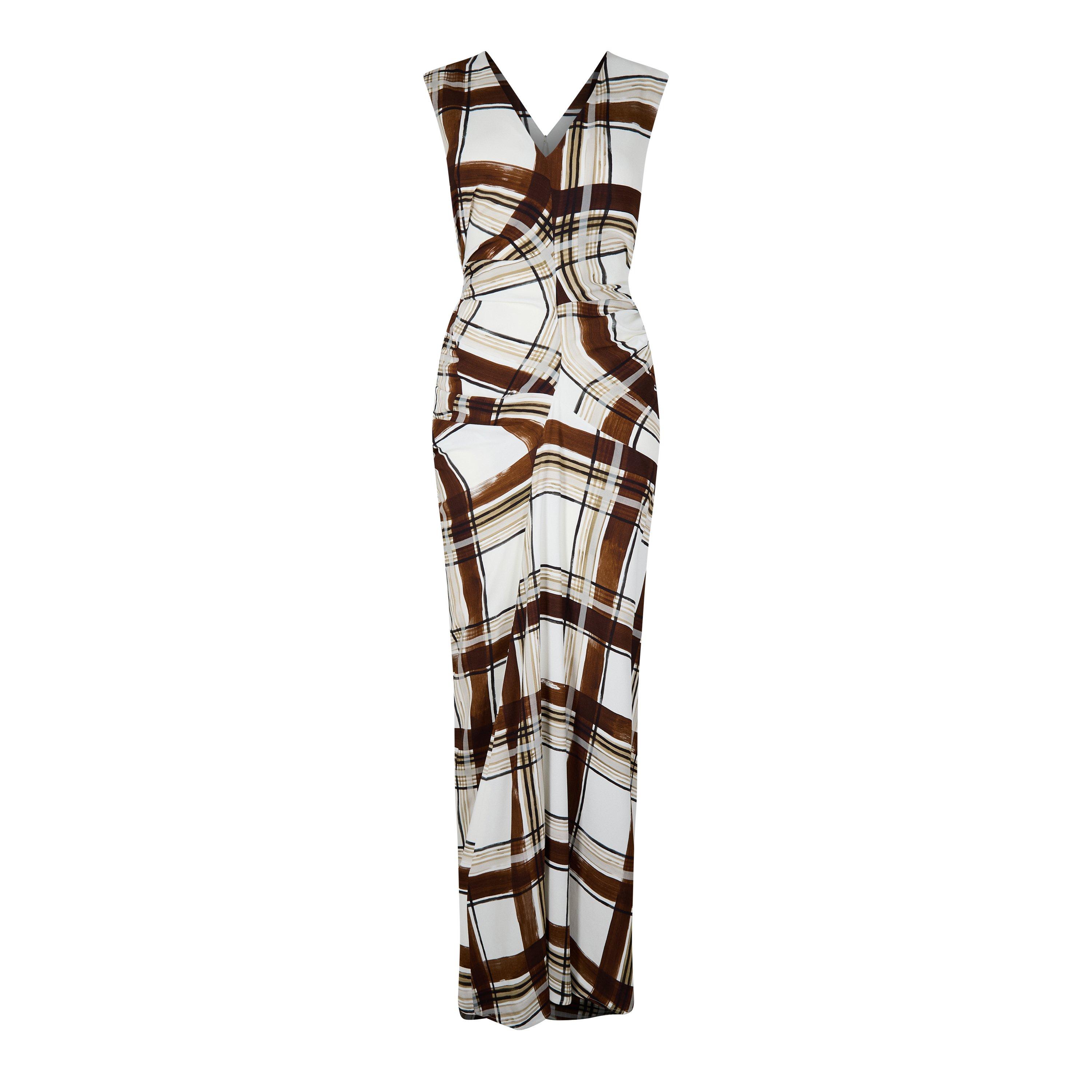 Brown - Dries Van Noten - Gathered Checked Crepe Maxi Dress - 5