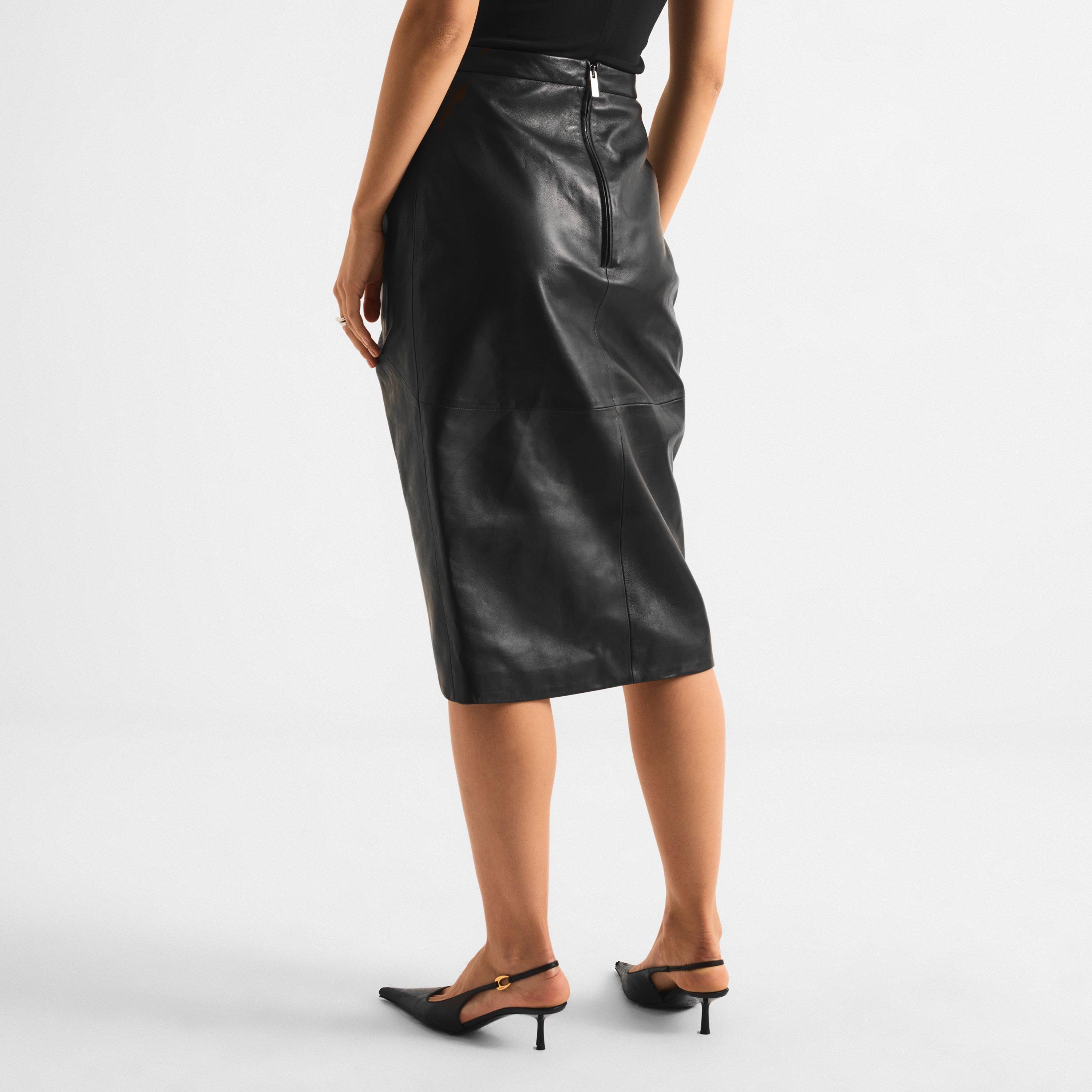 Black - Balmain - Women's Pleated Leather Mini Skirt - 4
