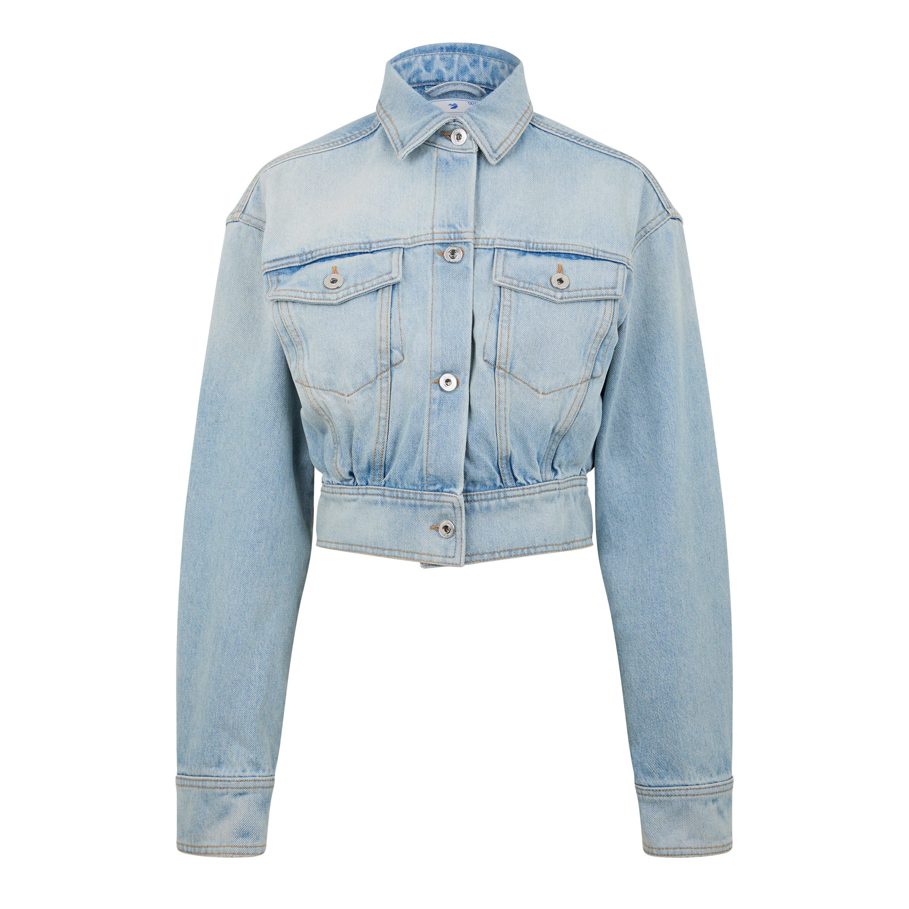 Light Blue - Off White - Women's Baby Baggy Oversized Denim Jacket - 1