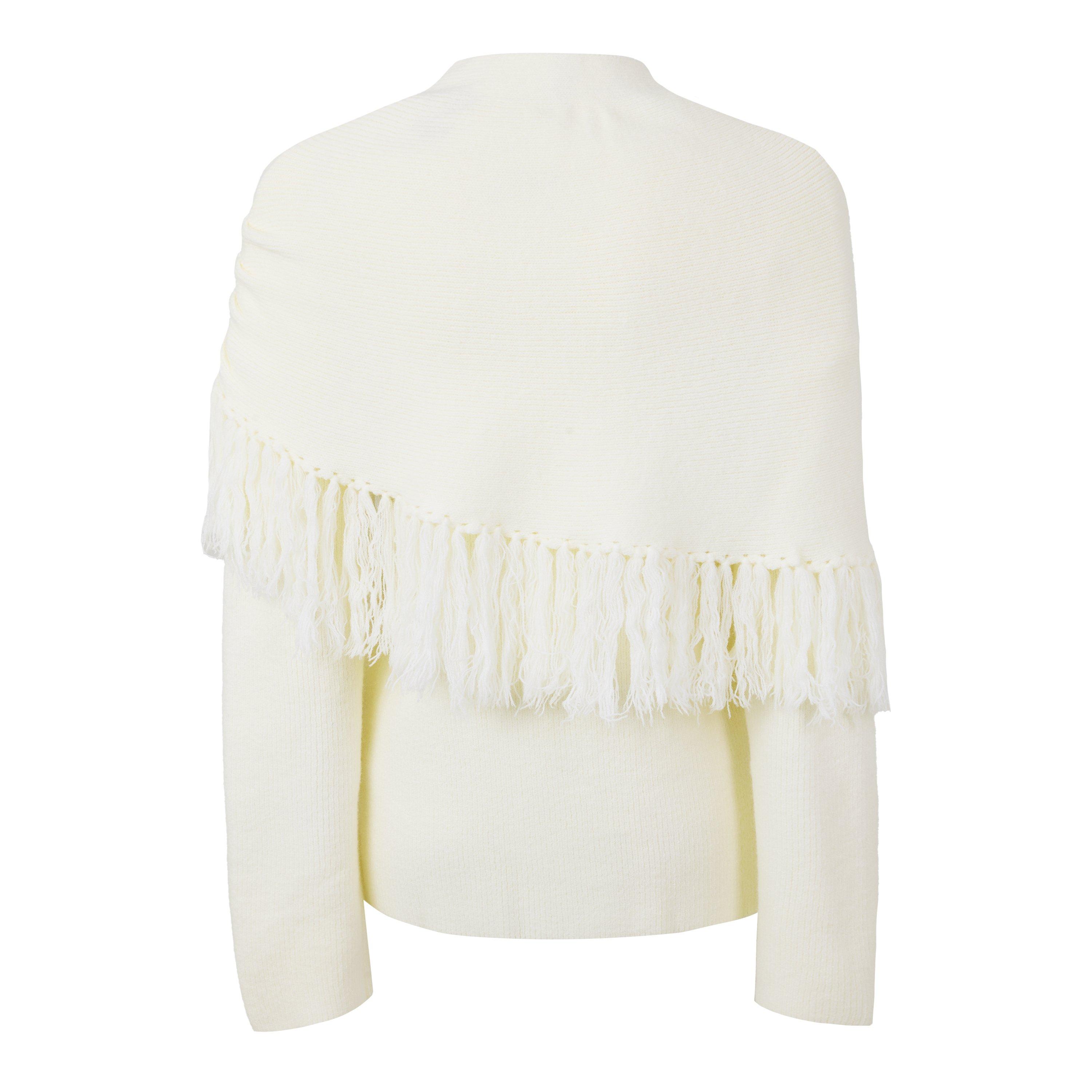 Cream - Pretty Lavish - Women's Thea Drape Detail Fringed Jumper - 2