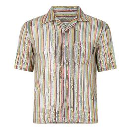 Palm Angels Rainbow Sequins Bowling Shirt