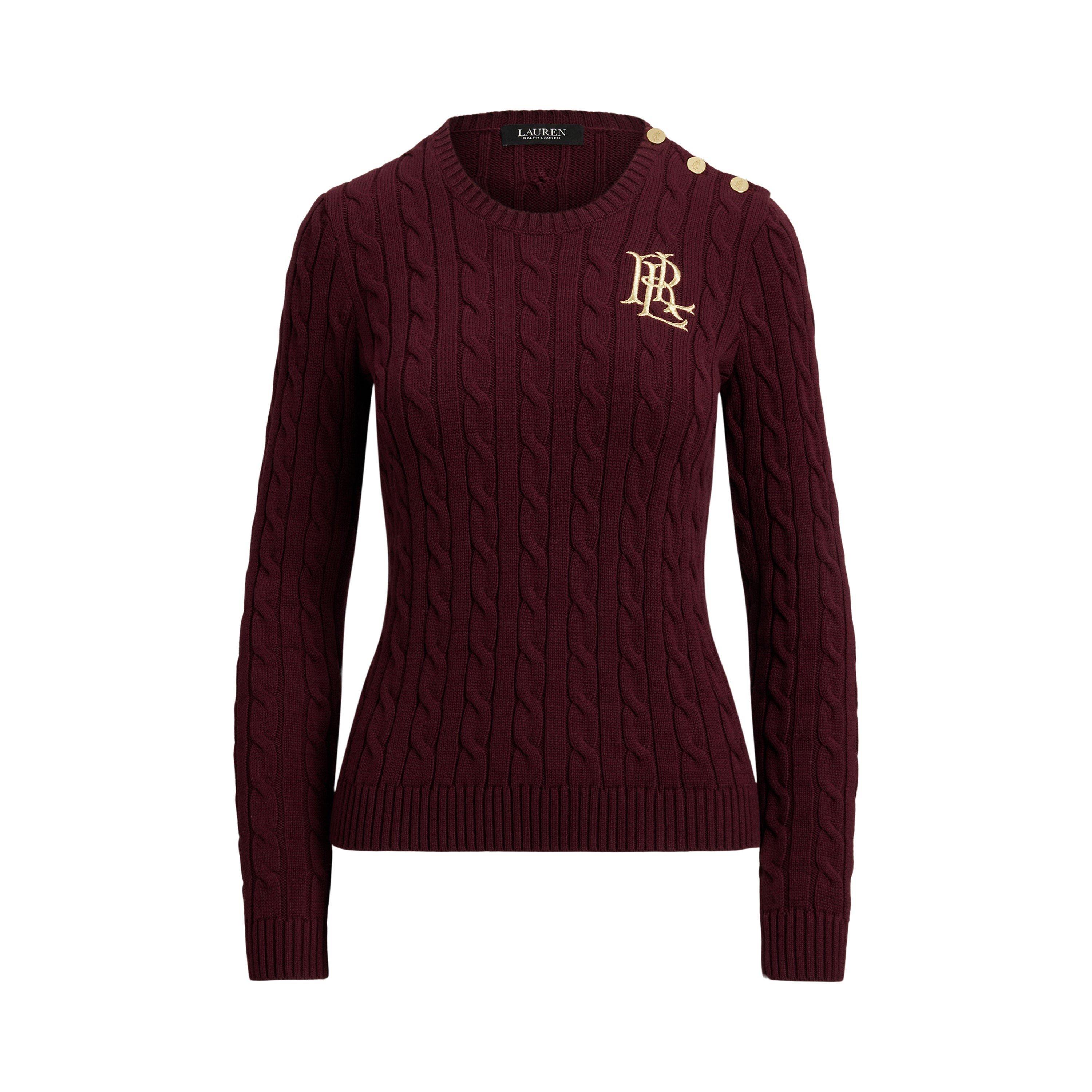 Lauren By Ralph Lauren Women's Dark Garnet Montiva Knitted Crew Neck Jumper - 12 (M)