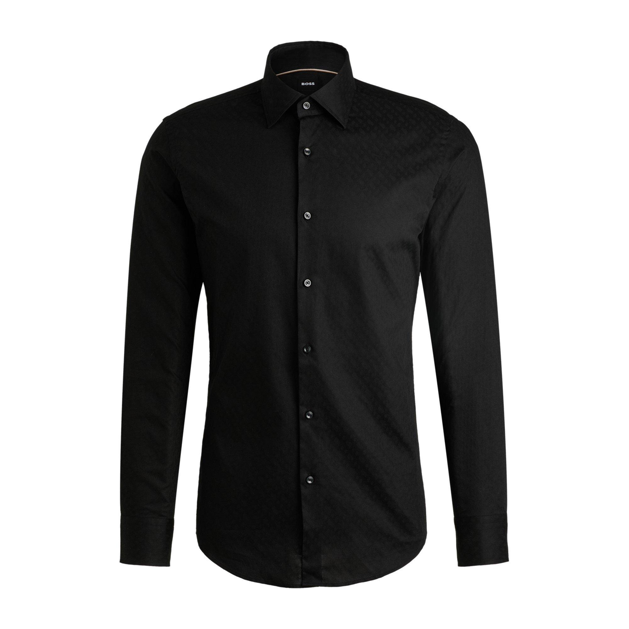 Black 001 - Boss - Men's HBB Plain Long-Sleeve Shirt - 1