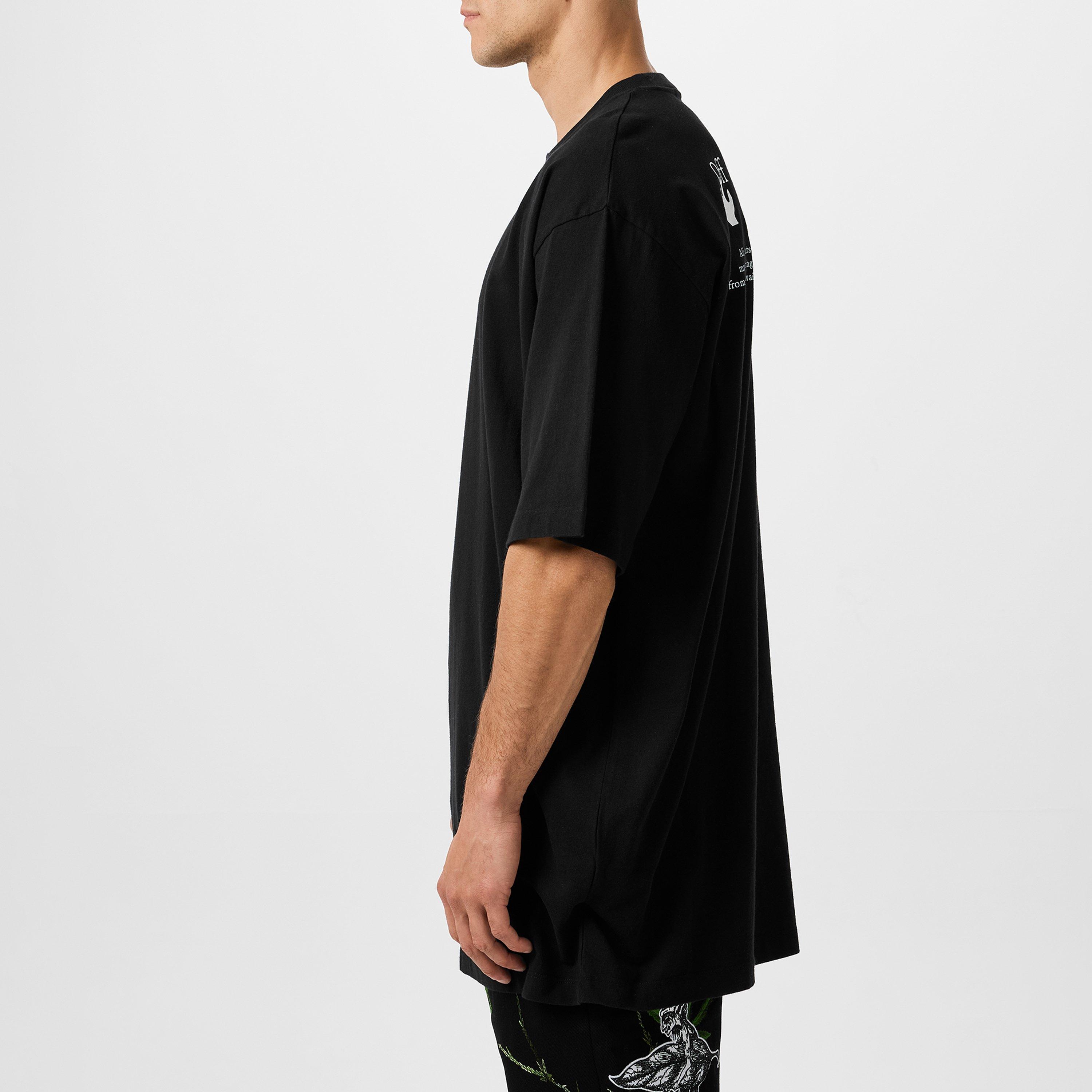 Black/Green - Off White - Men's Short-Sleeve Longline T-Shirt - 2