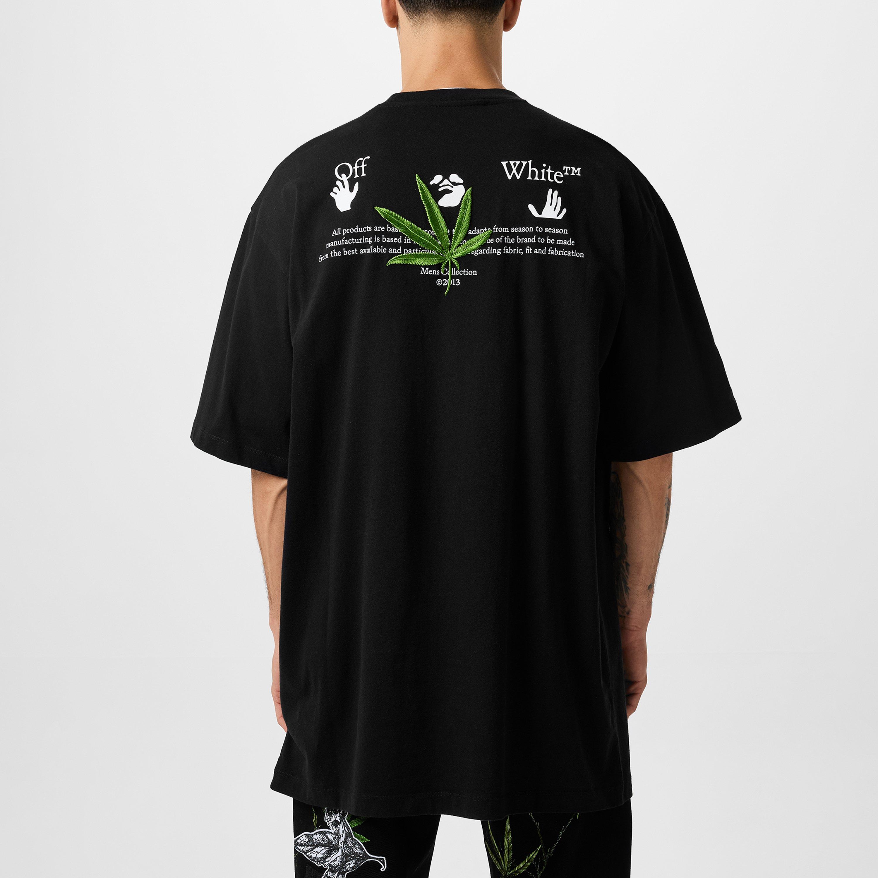 Black/Green - Off White - Men's Short-Sleeve Longline T-Shirt - 3